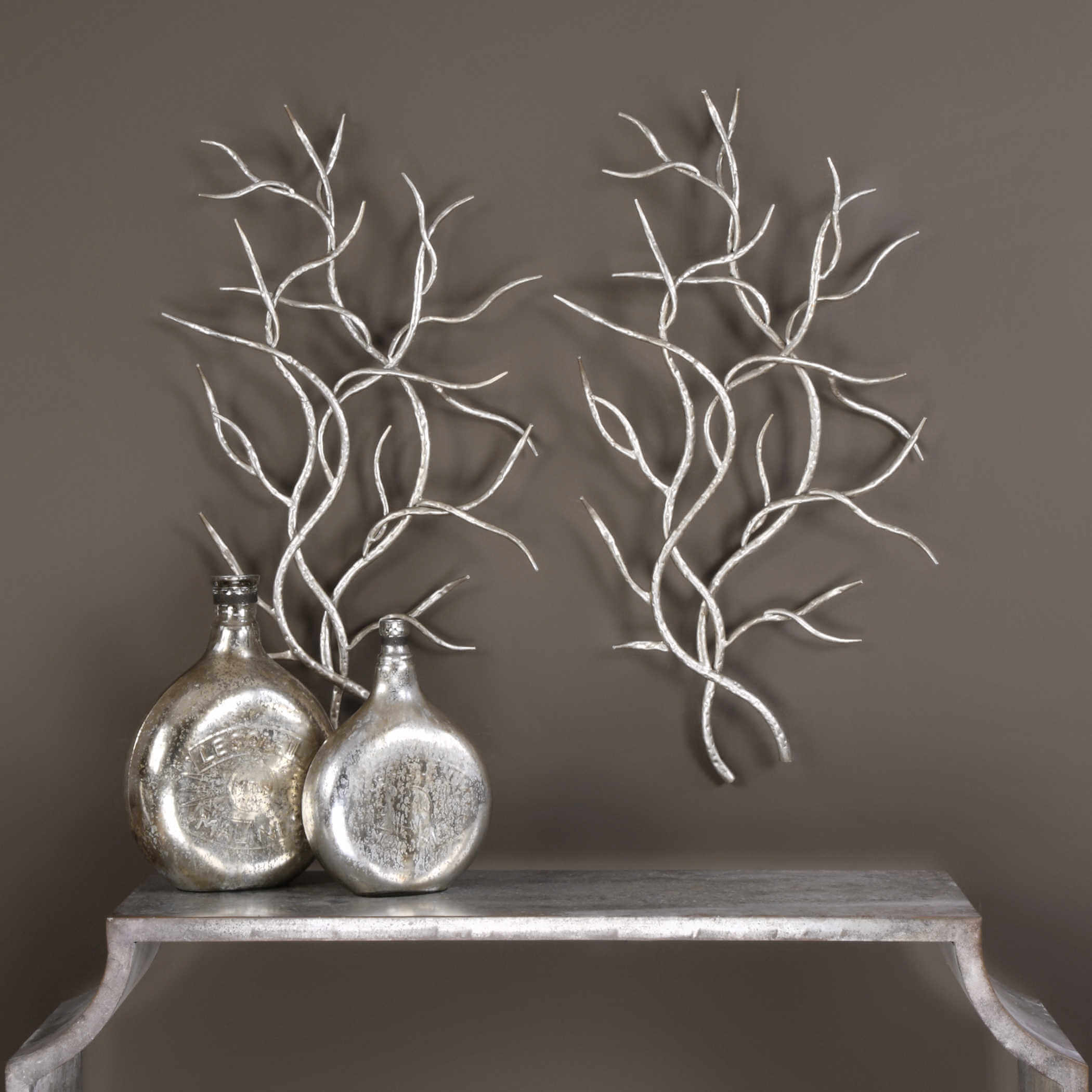 Silver Branches Metal Wall Decor, Set of 2 - Image 2