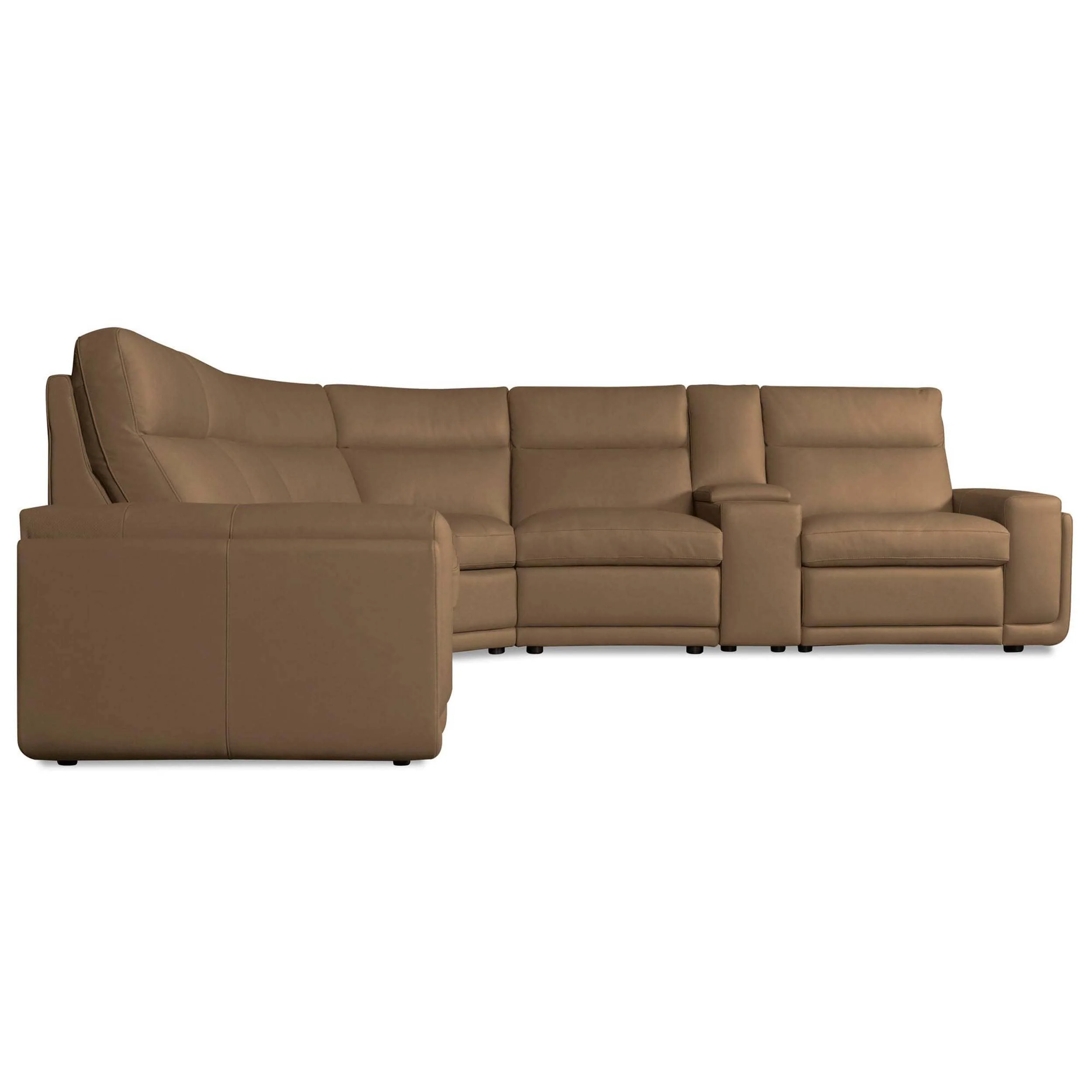 Simone 6 Piece Leather Sectional, Safari Bistro - Image 2