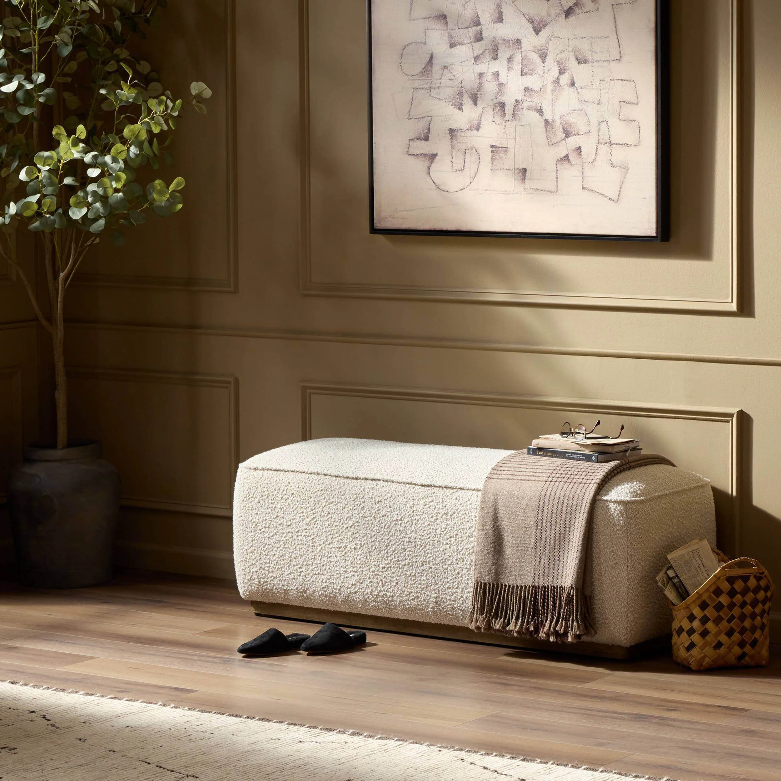 Sinclair 55" Accent Bench, Knoll Natural by Four Hands - Image 6