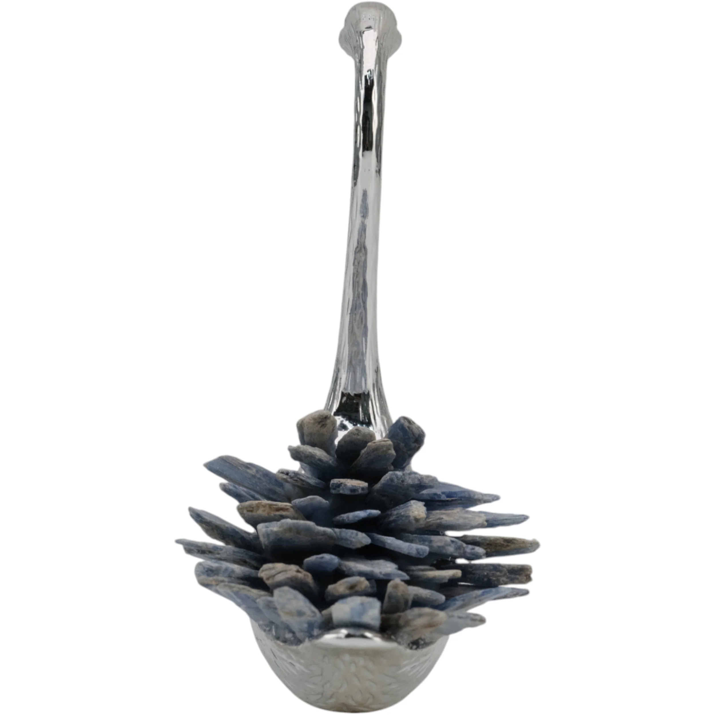 Sitting Swan with Tall Neck, Stone/Silver - Image 4
