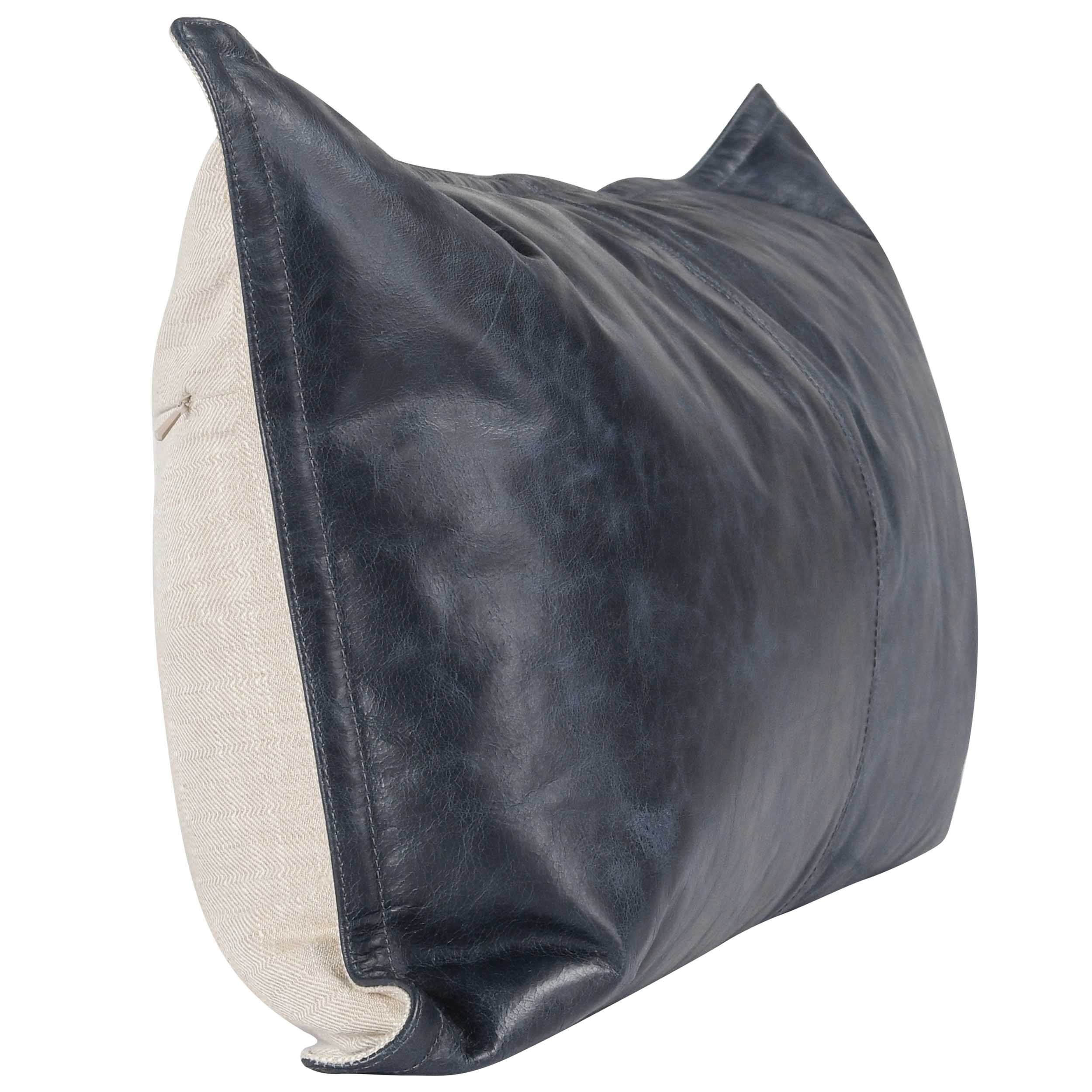 SLD Leather Lumbar Pillow, Nightfall Blue - Image 2