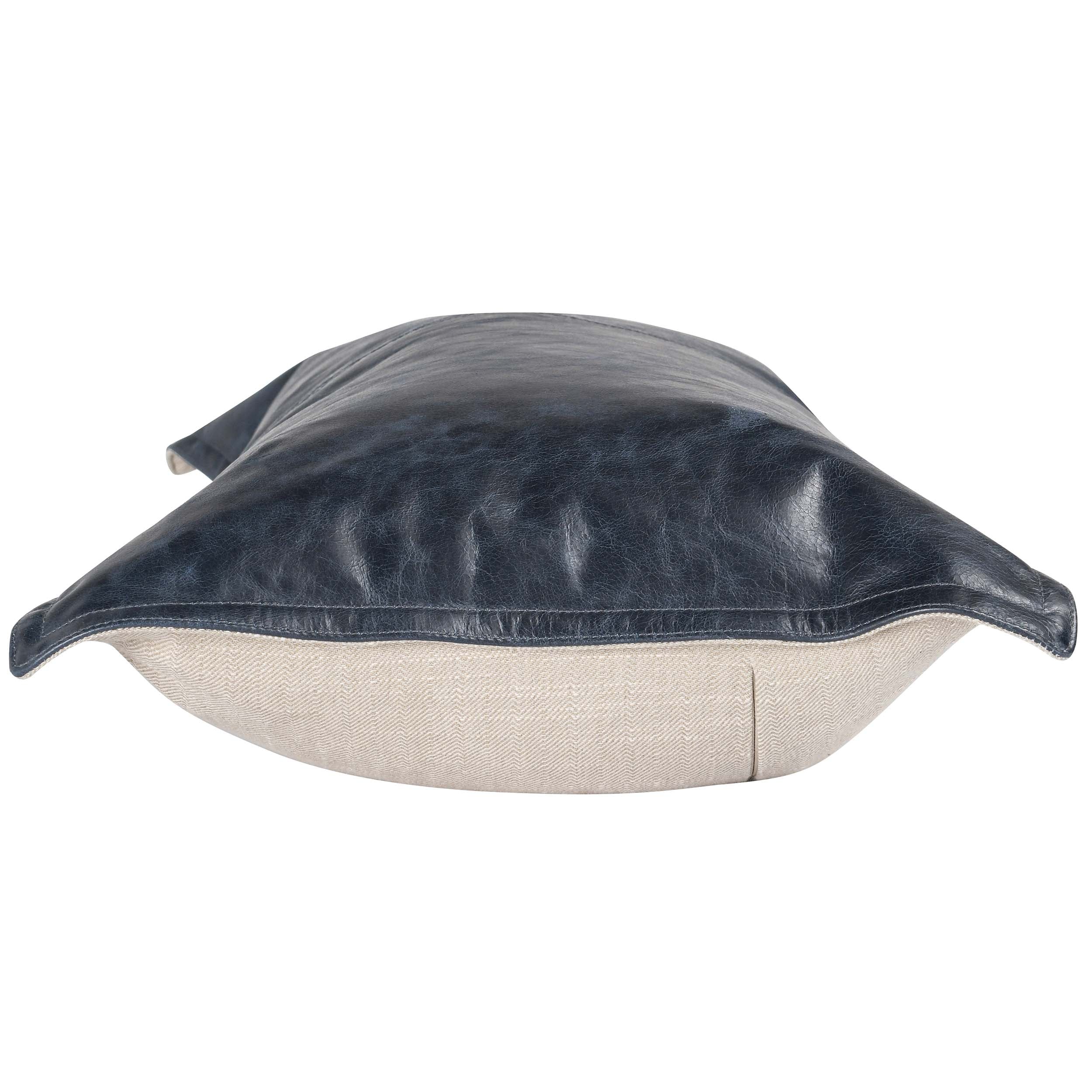 SLD Leather Lumbar Pillow, Nightfall Blue - Image 3