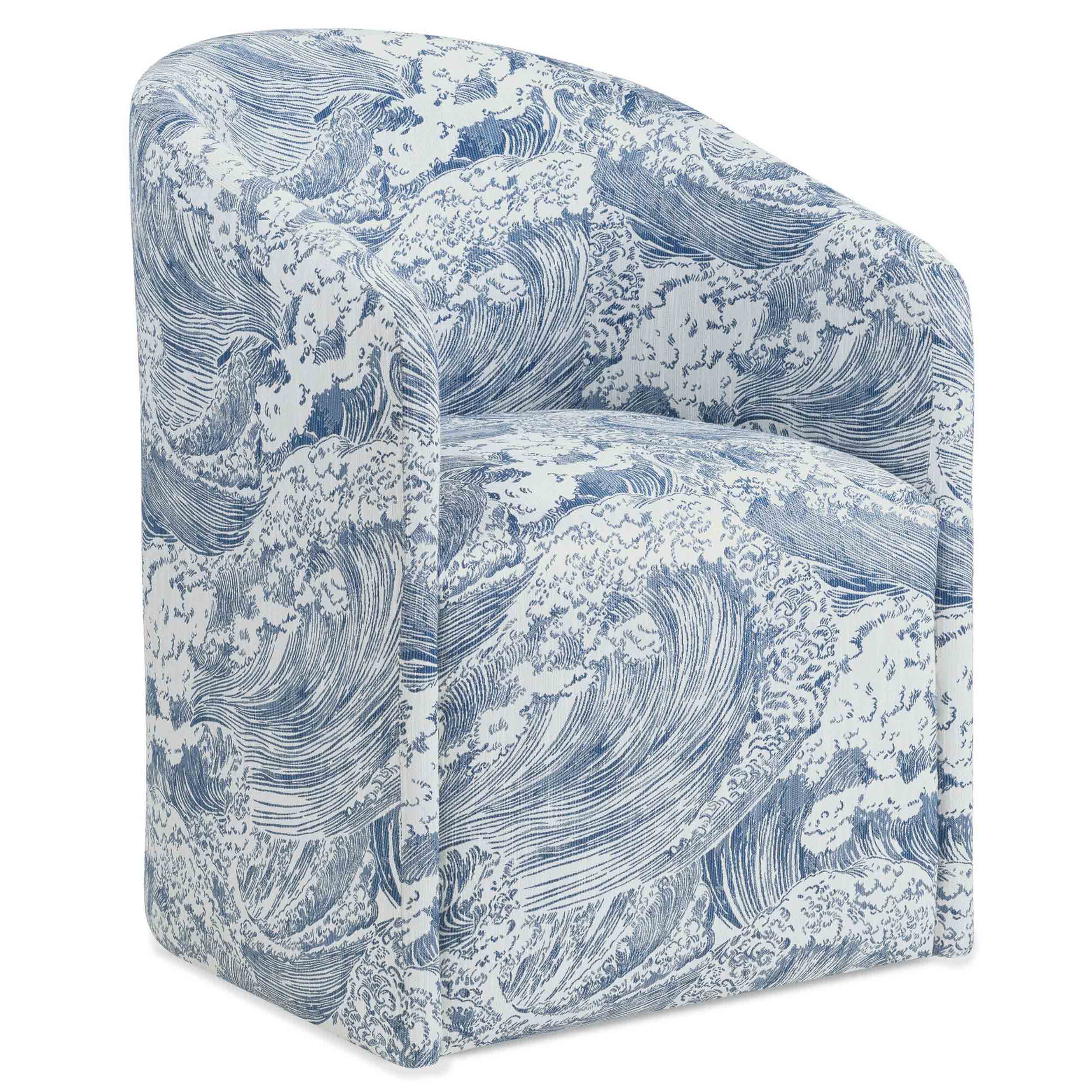 Slow Roll Upholstered Dining Chair, Tidal Naval, Set of 2