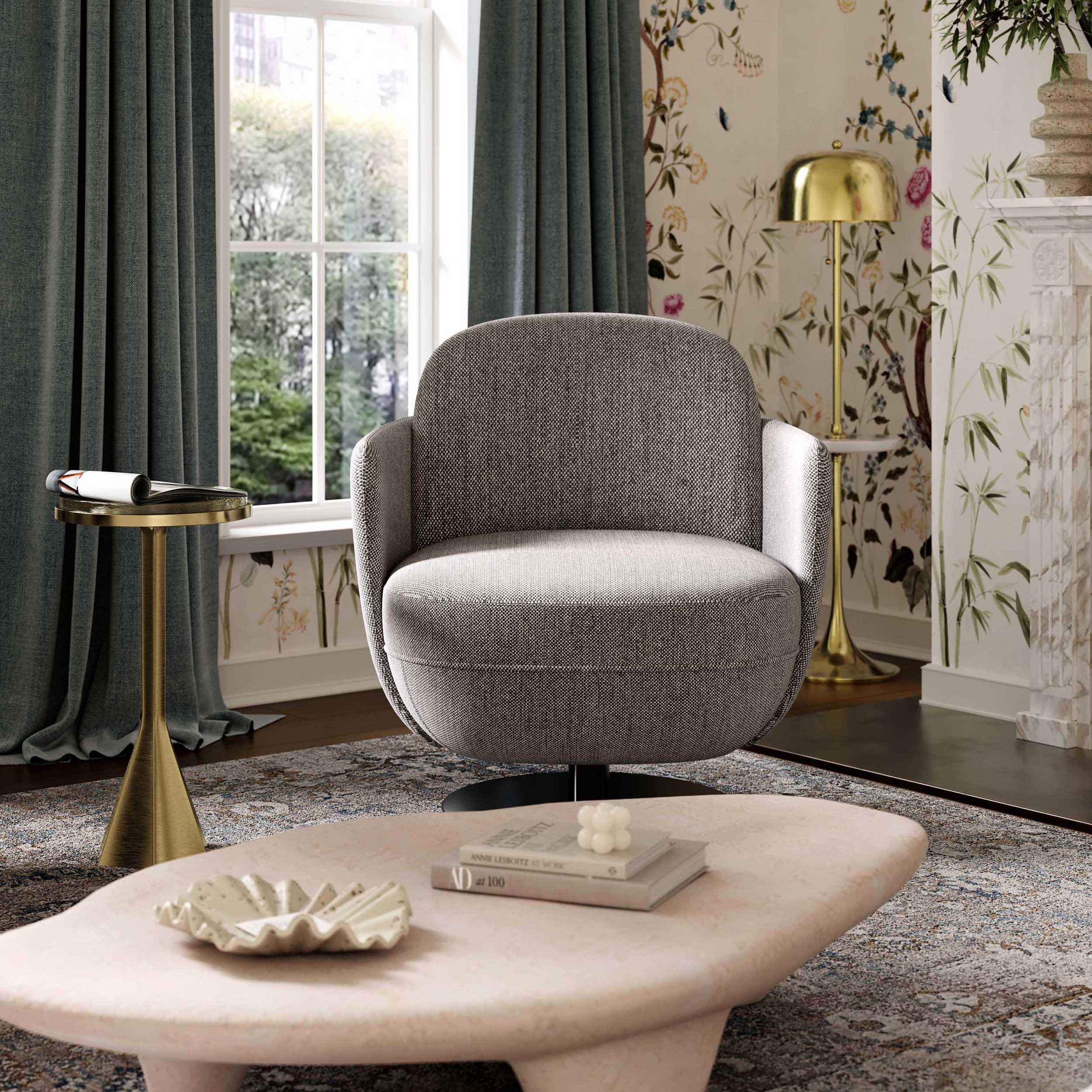 Solange Swivel Chair,Grey - Image 5