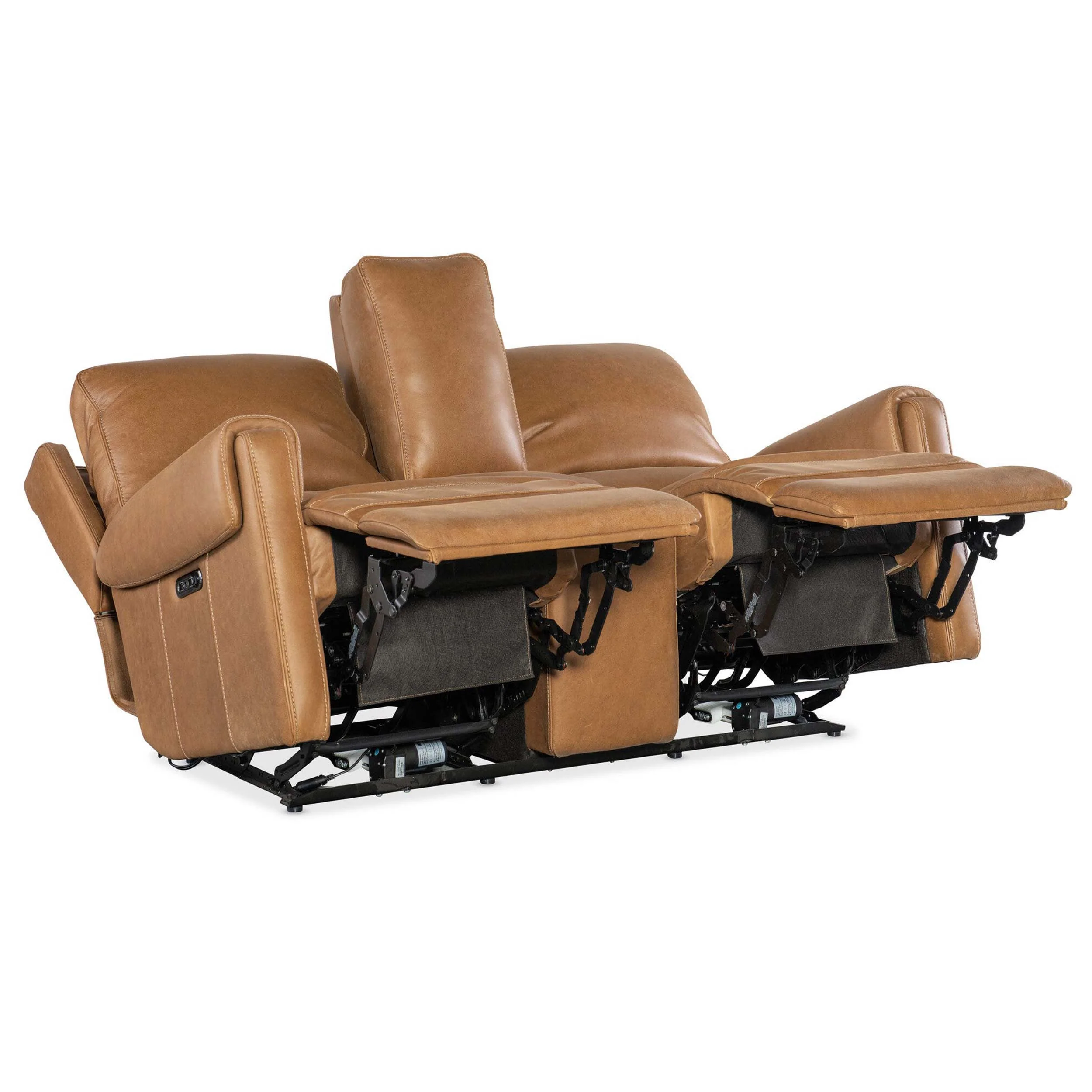 Somers Leather Power Console Loveseat, Denver Coffee - Image 6