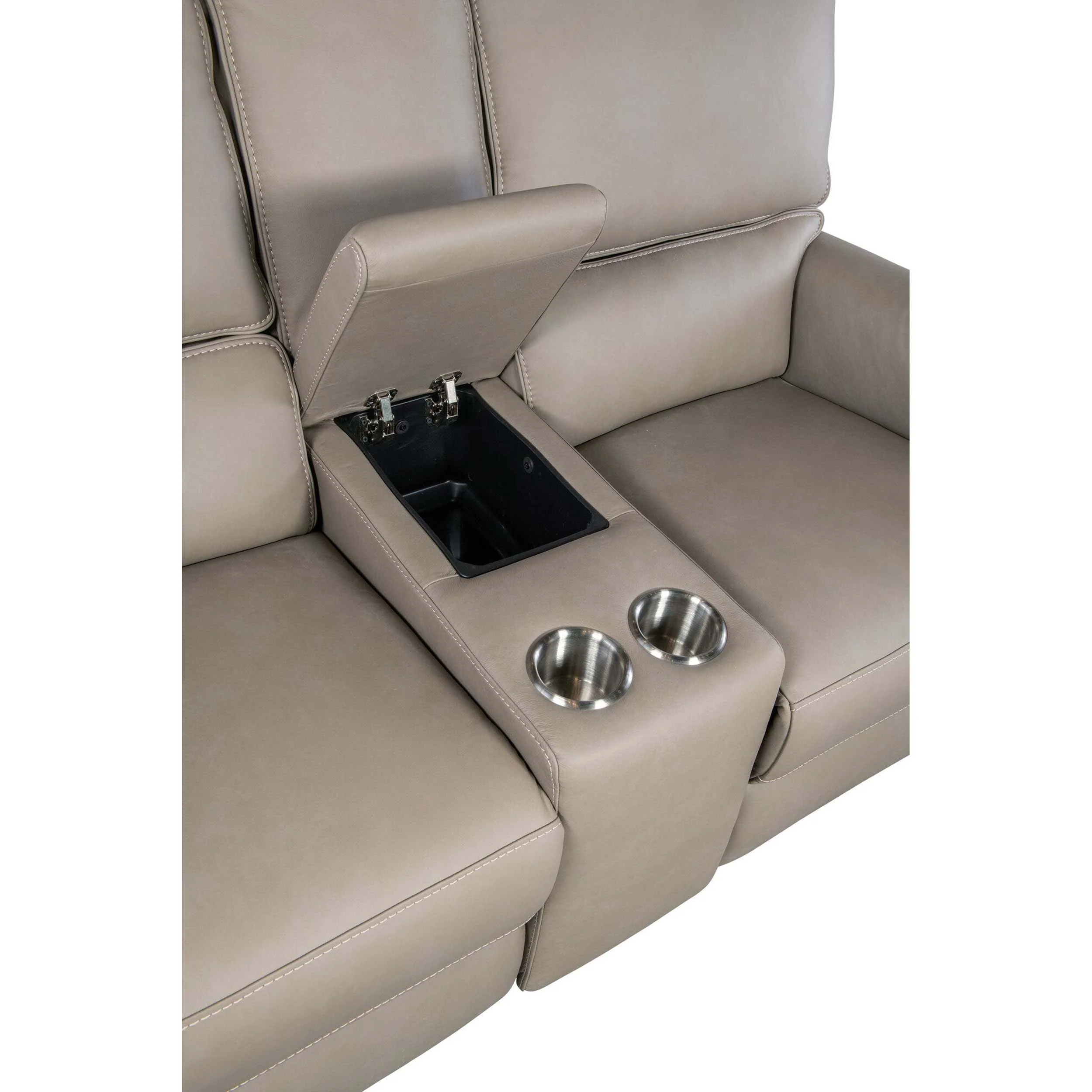 Somers Leather Power Console Loveseat, Somers Dark Taupe - Image 7