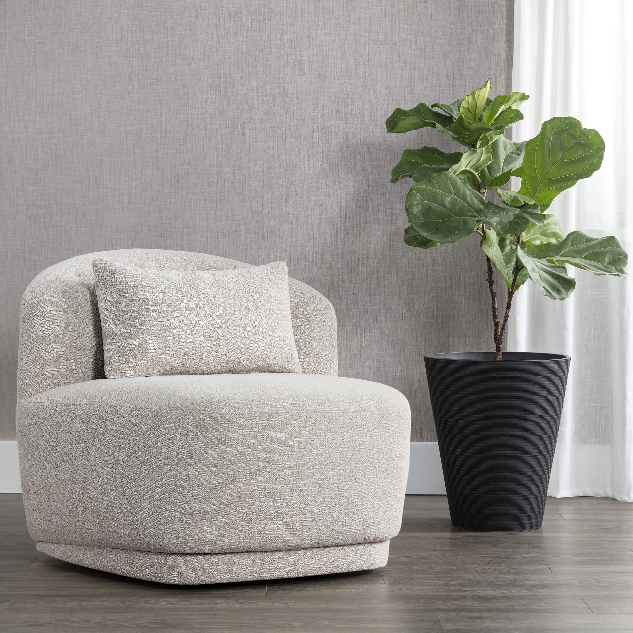 Soraya Swivel Armless Chair, Dove Cream - Image 5