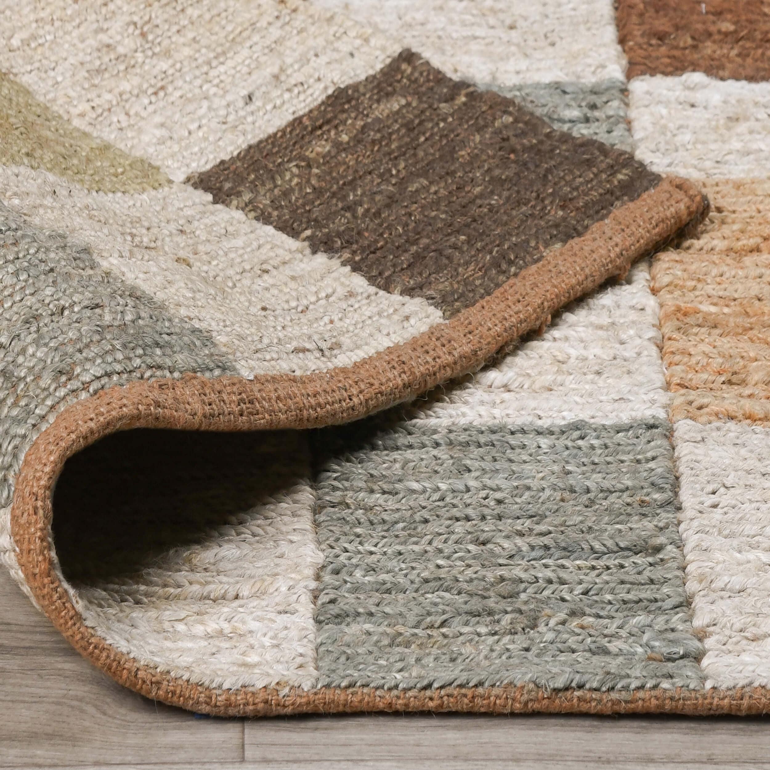 Soumak Jute Rug, Check Natural Multi - Image 3