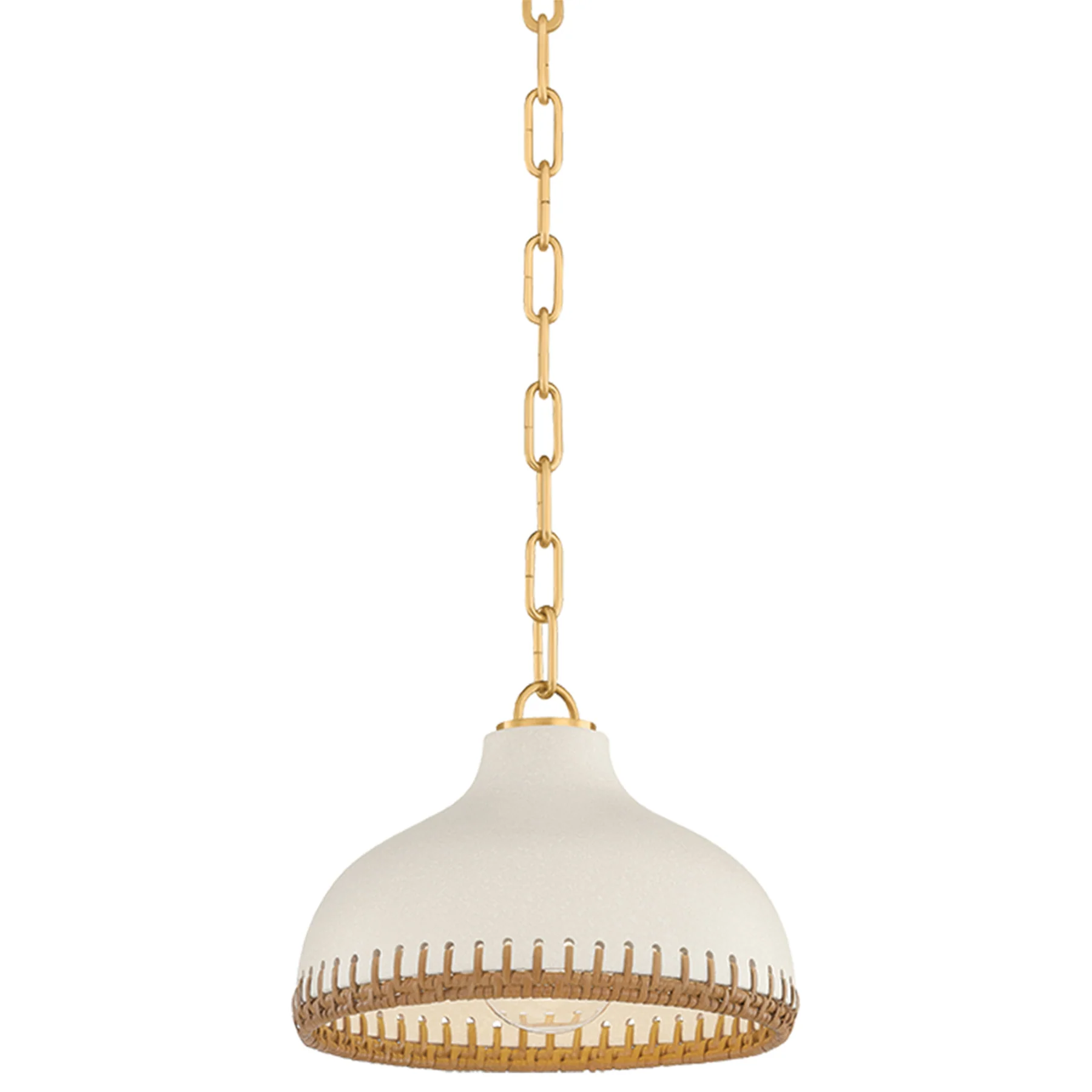 Southfields Pendant, Aged Brass/Ceramic Cream Pebble