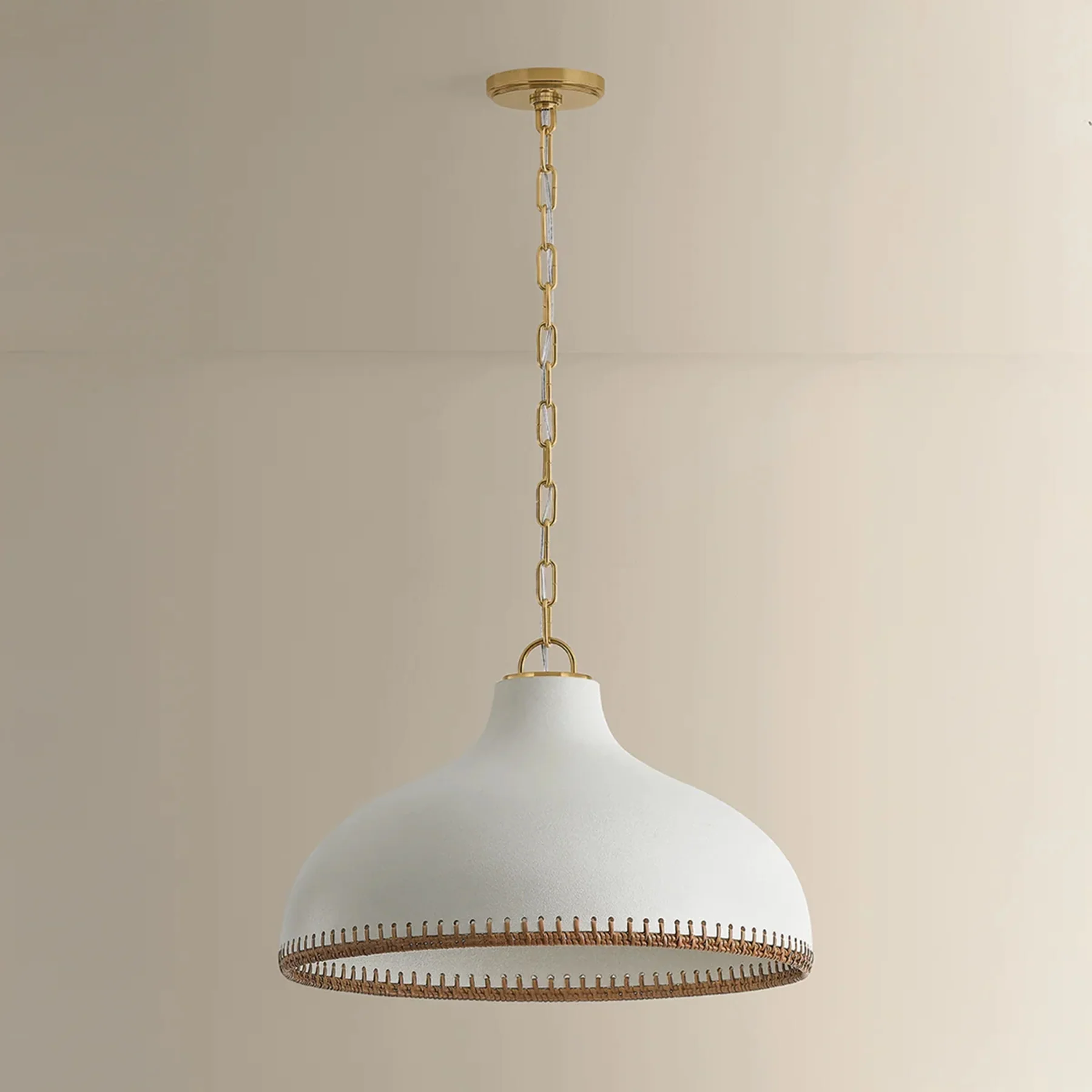 Southfields Pendant, Aged Brass/Ceramic Cream Pebble - Image 10