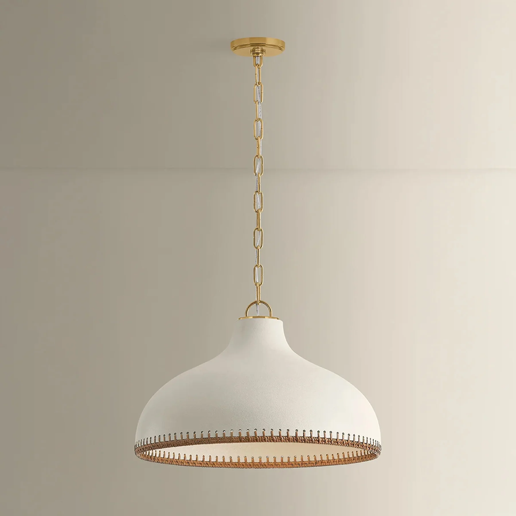 Southfields Pendant, Aged Brass/Ceramic Cream Pebble - Image 11