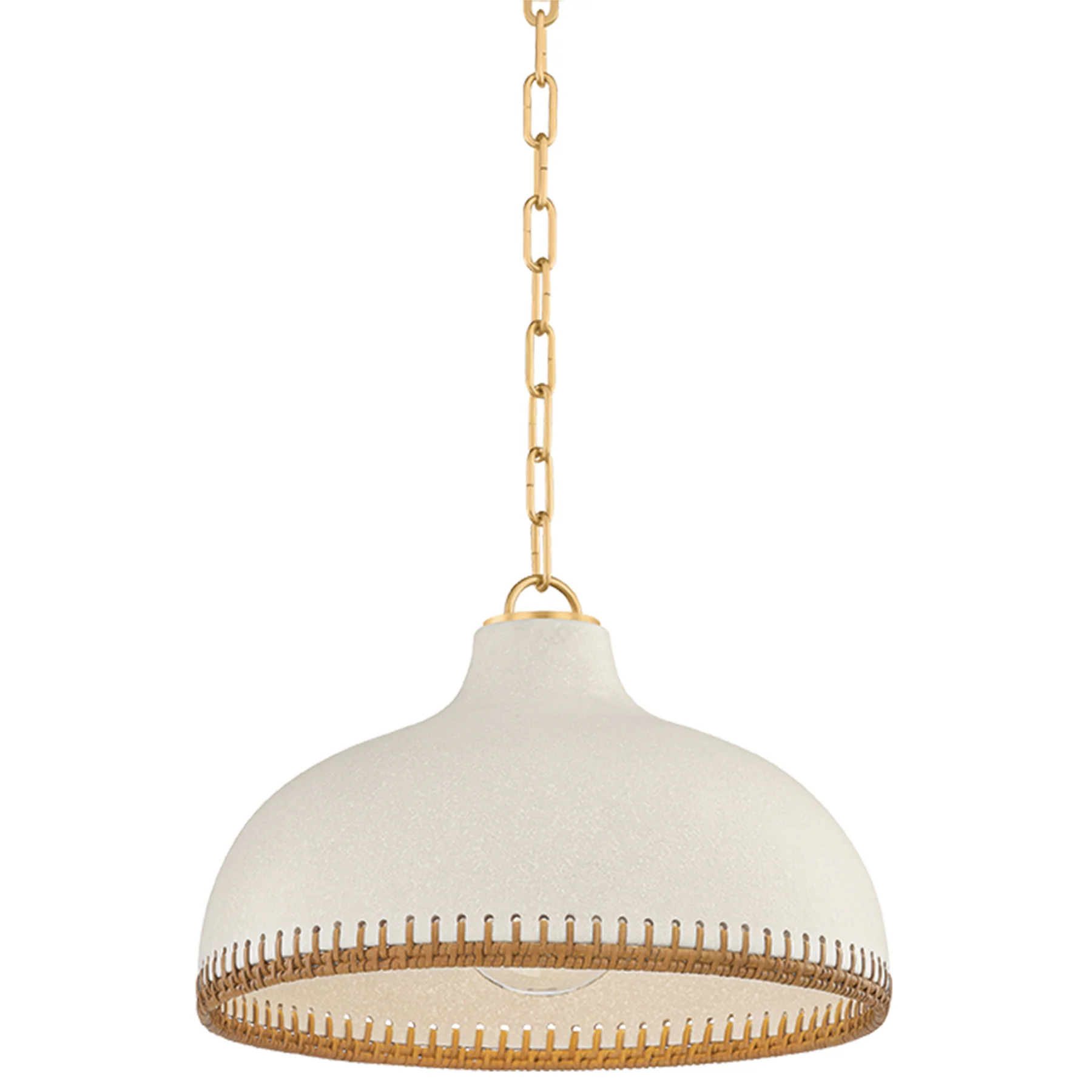 Southfields Pendant, Aged Brass/Ceramic Cream Pebble - Image 2
