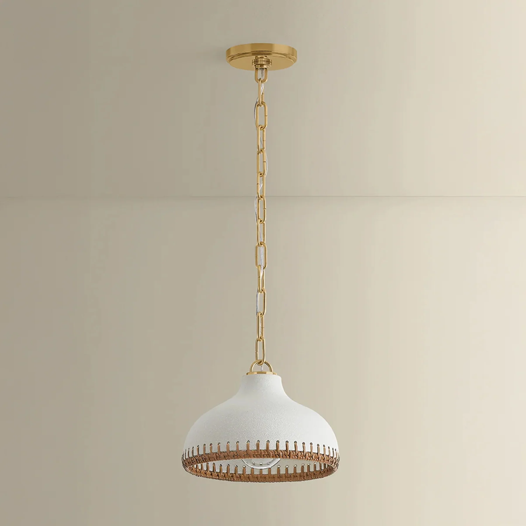 Southfields Pendant, Aged Brass/Ceramic Cream Pebble - Image 4