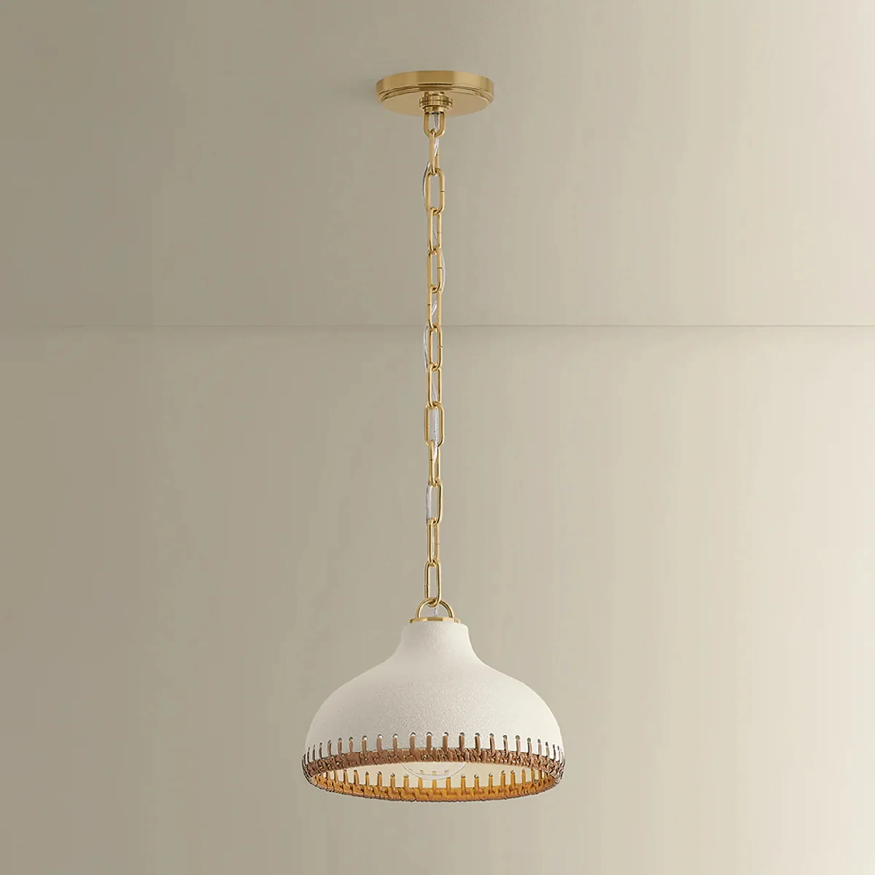 Southfields Pendant, Aged Brass/Ceramic Cream Pebble - Image 5