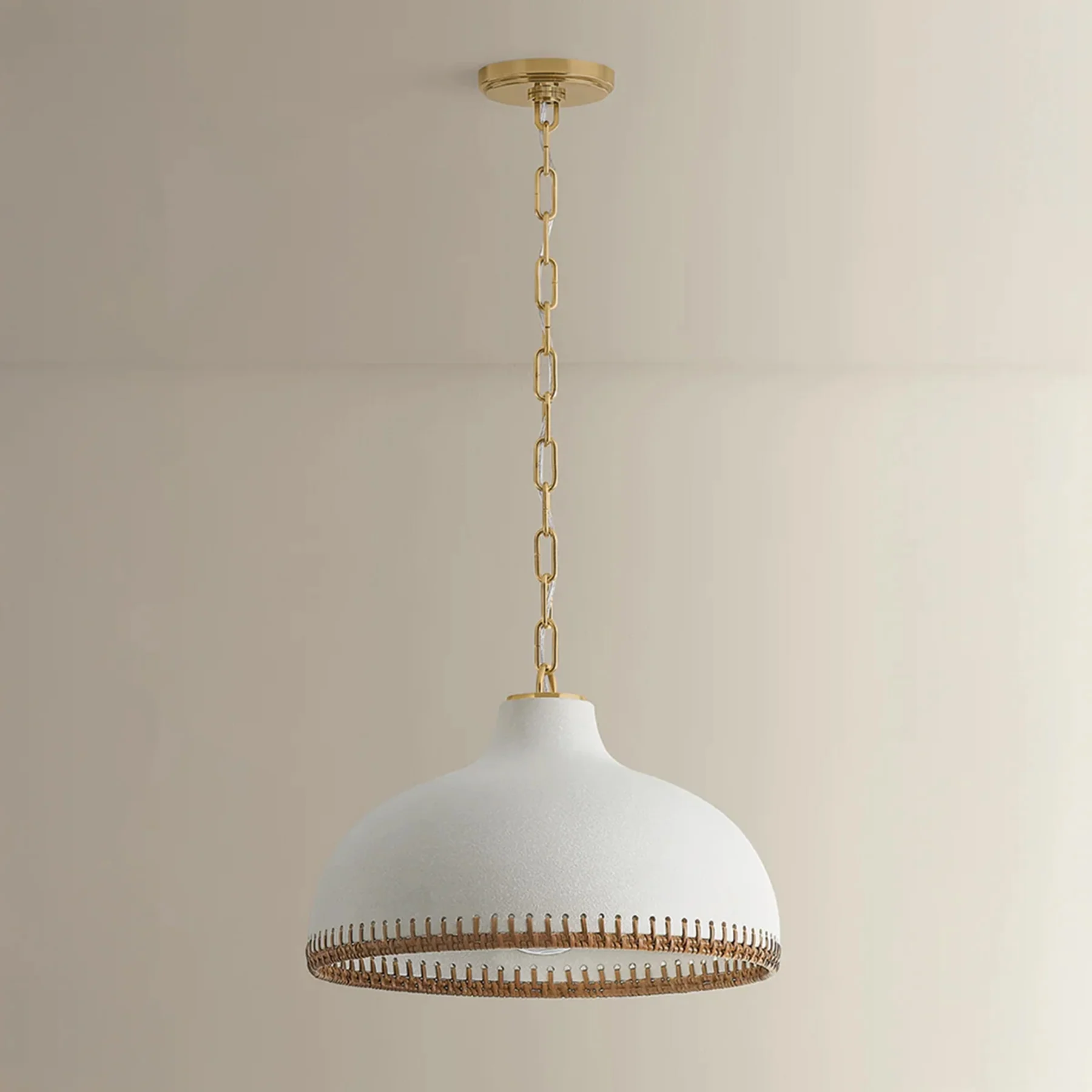 Southfields Pendant, Aged Brass/Ceramic Cream Pebble - Image 7