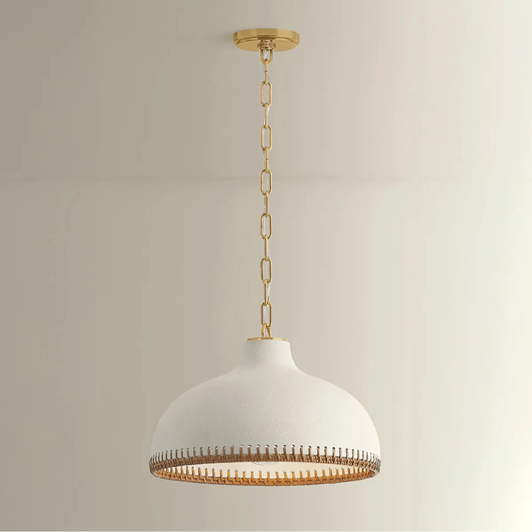 Southfields Pendant, Aged Brass/Ceramic Cream Pebble - Image 8