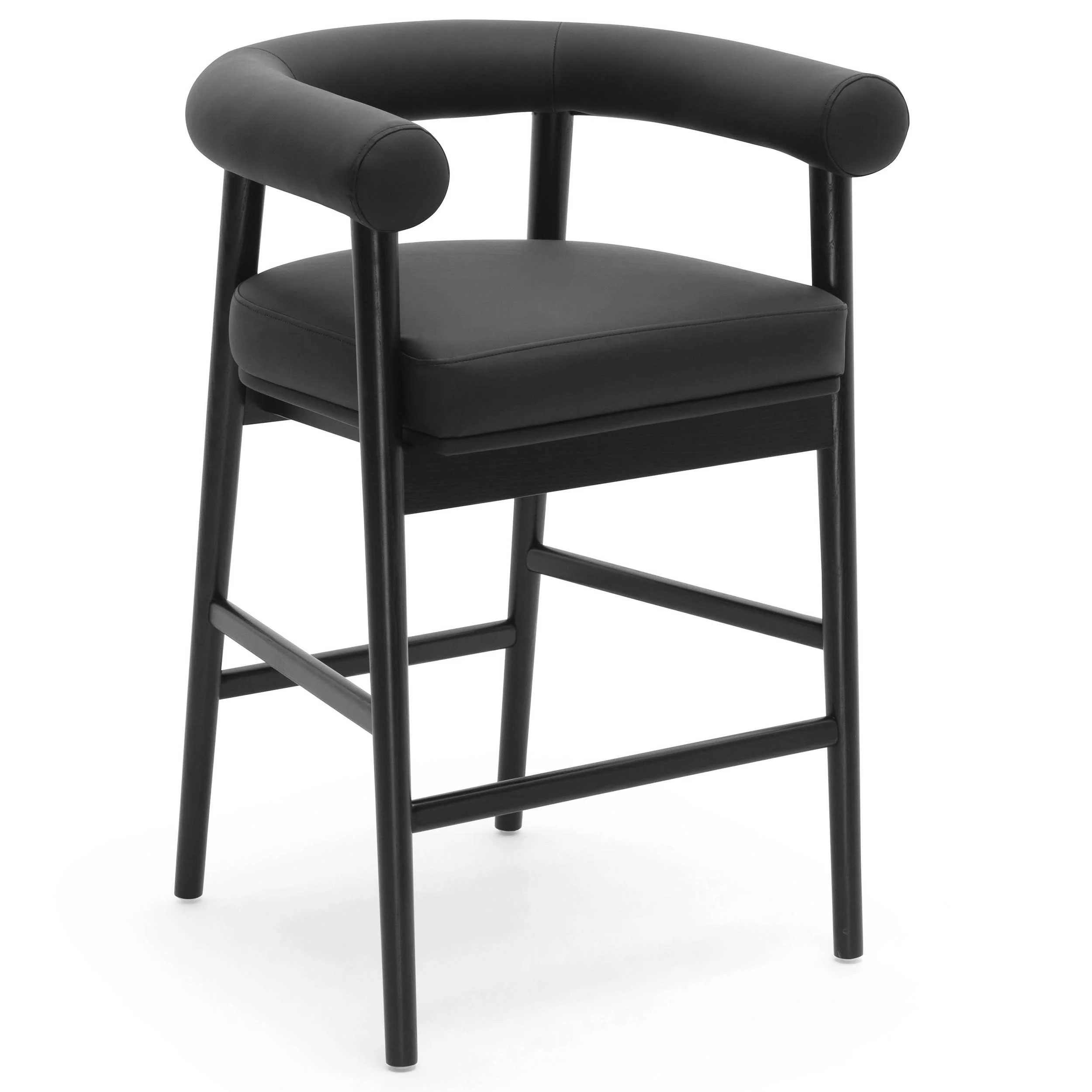 Spara Vegan Leather Counter Stool, Black