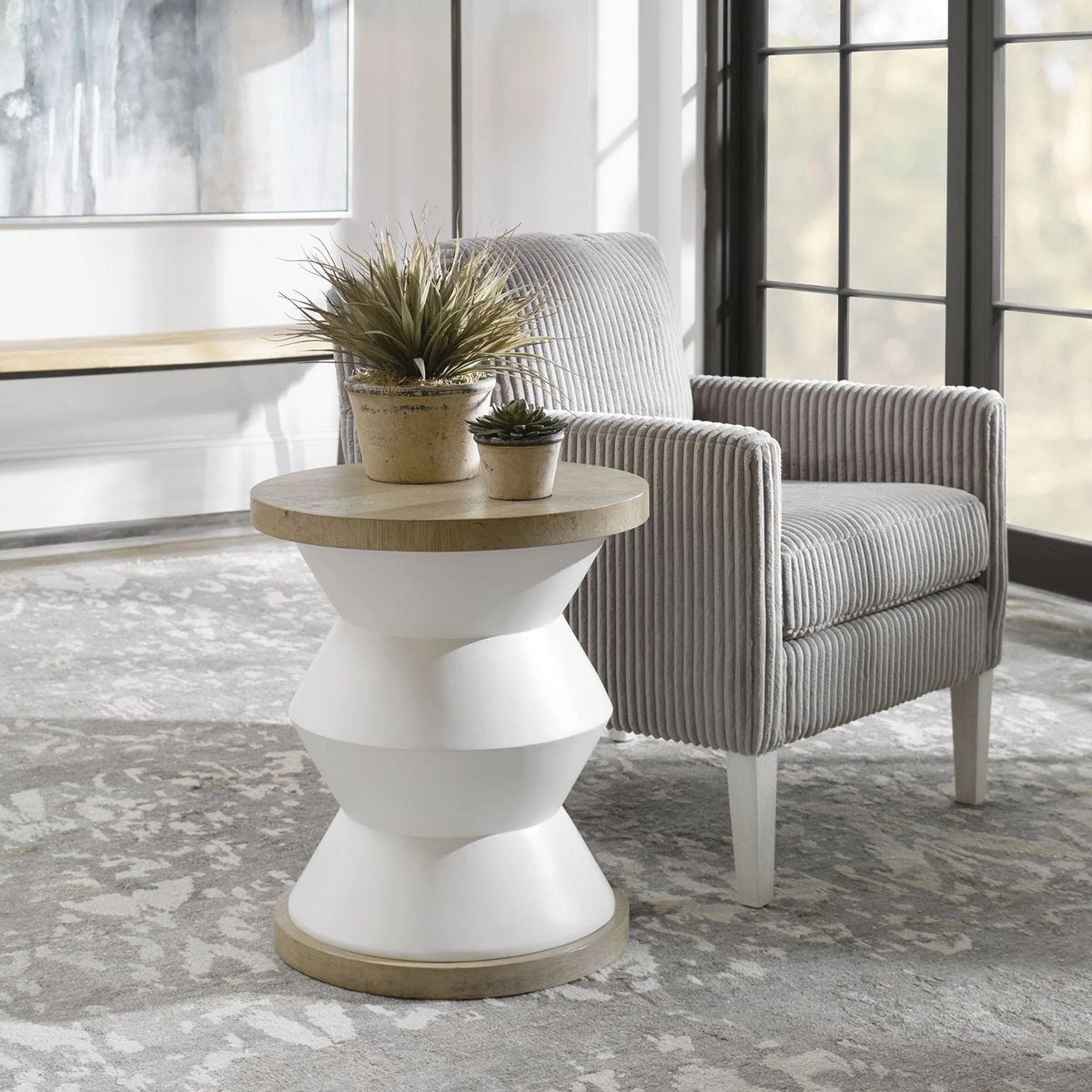Spool Side Table, Matte White - Image 3