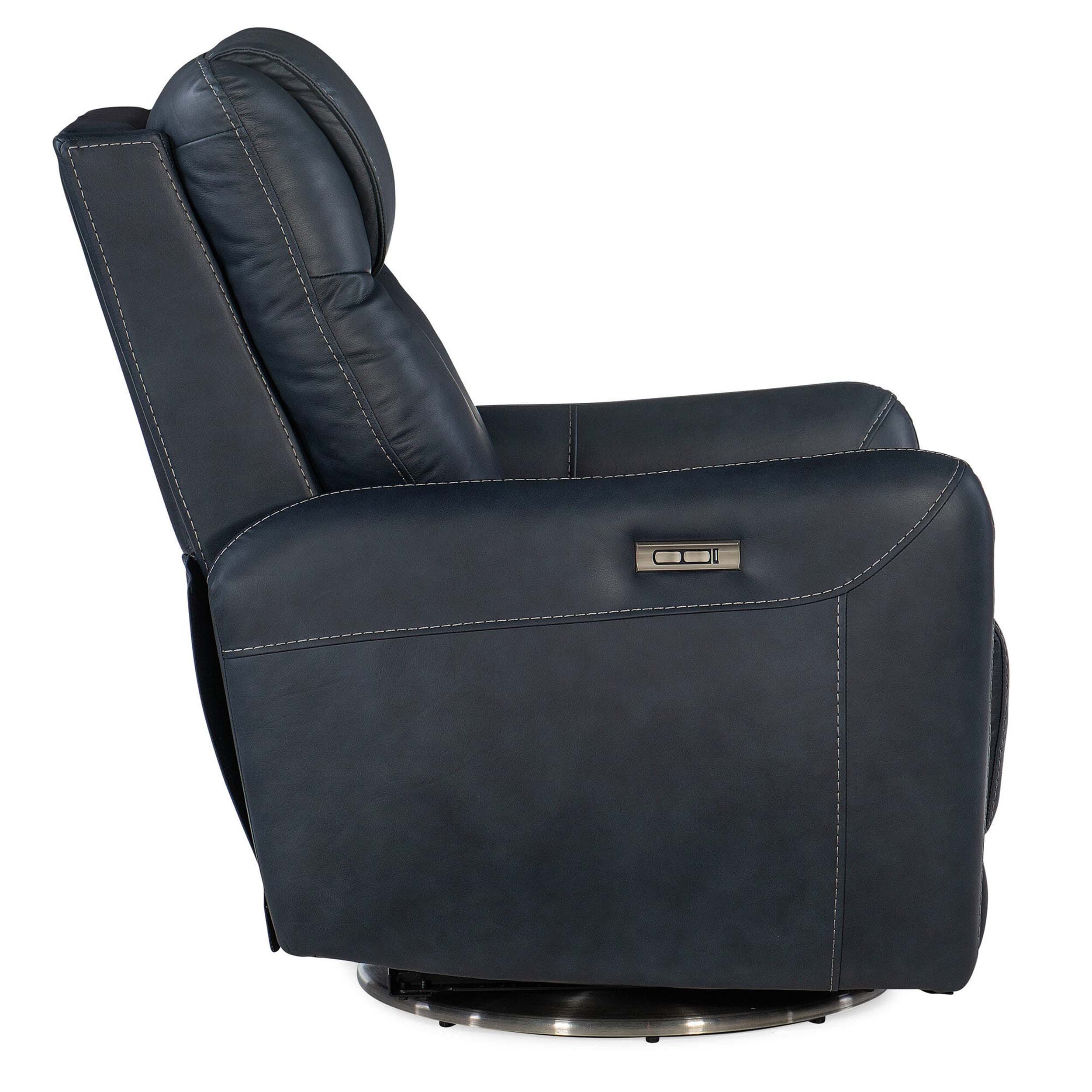 Steffen Leather Swivel Power Recliner, Aline Sea - Image 2