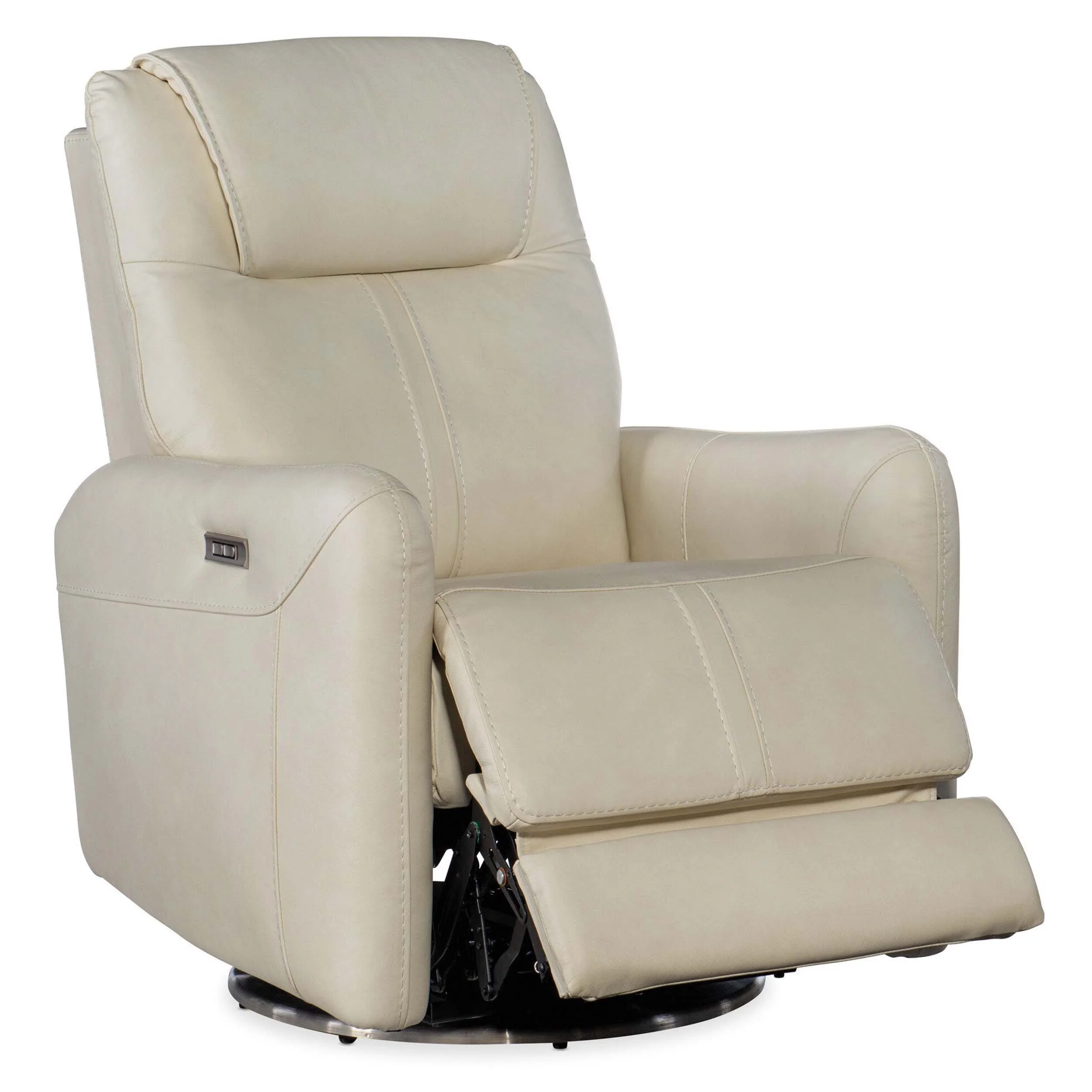 Steffen Leather Swivel Power Recliner, Aline Snow - Image 4