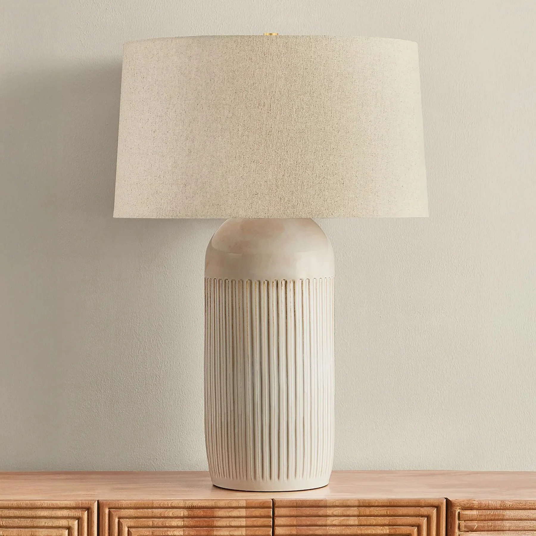 Steven Point Table Lamp, Aged brass/Ceramic Oyster White - Image 2