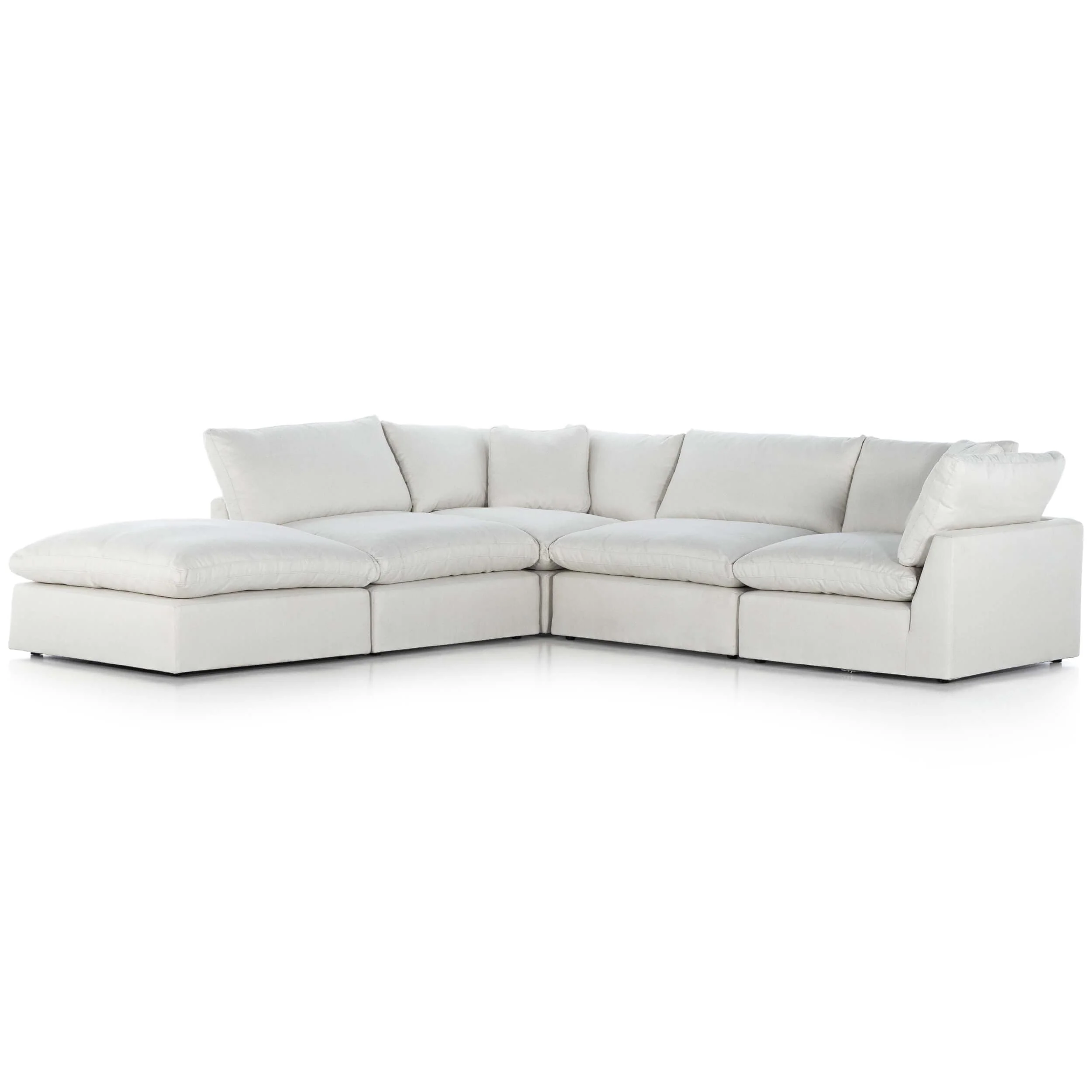 Stevie 4 Piece Sectional w/ Ottoman, Anders Ivory by Four Hands