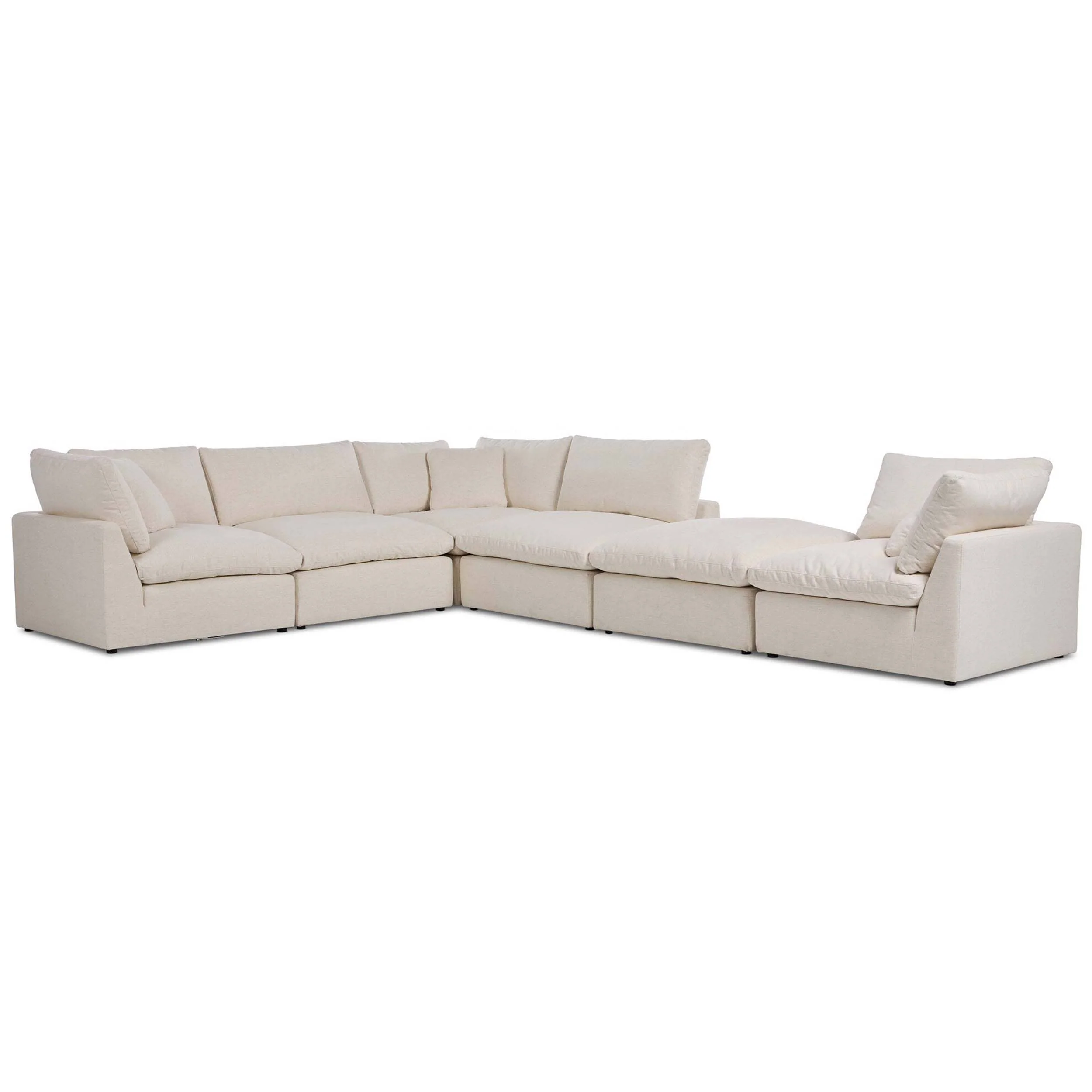 Stevie 5 Piece Sectional w/Ottoman, Nomad Snow by Four Hands