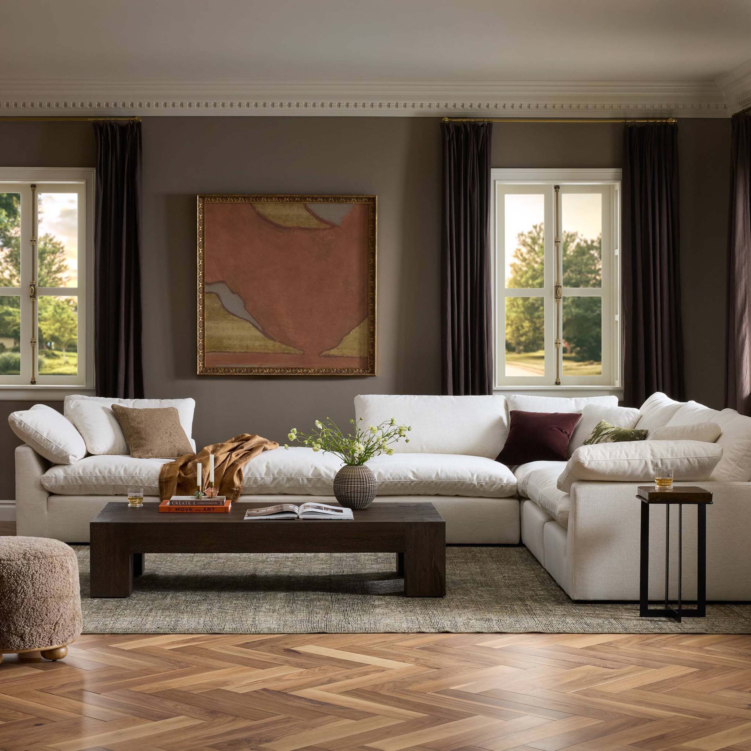 Stevie 5 Piece Sectional w/Ottoman, Nomad Snow by Four Hands - Image 8
