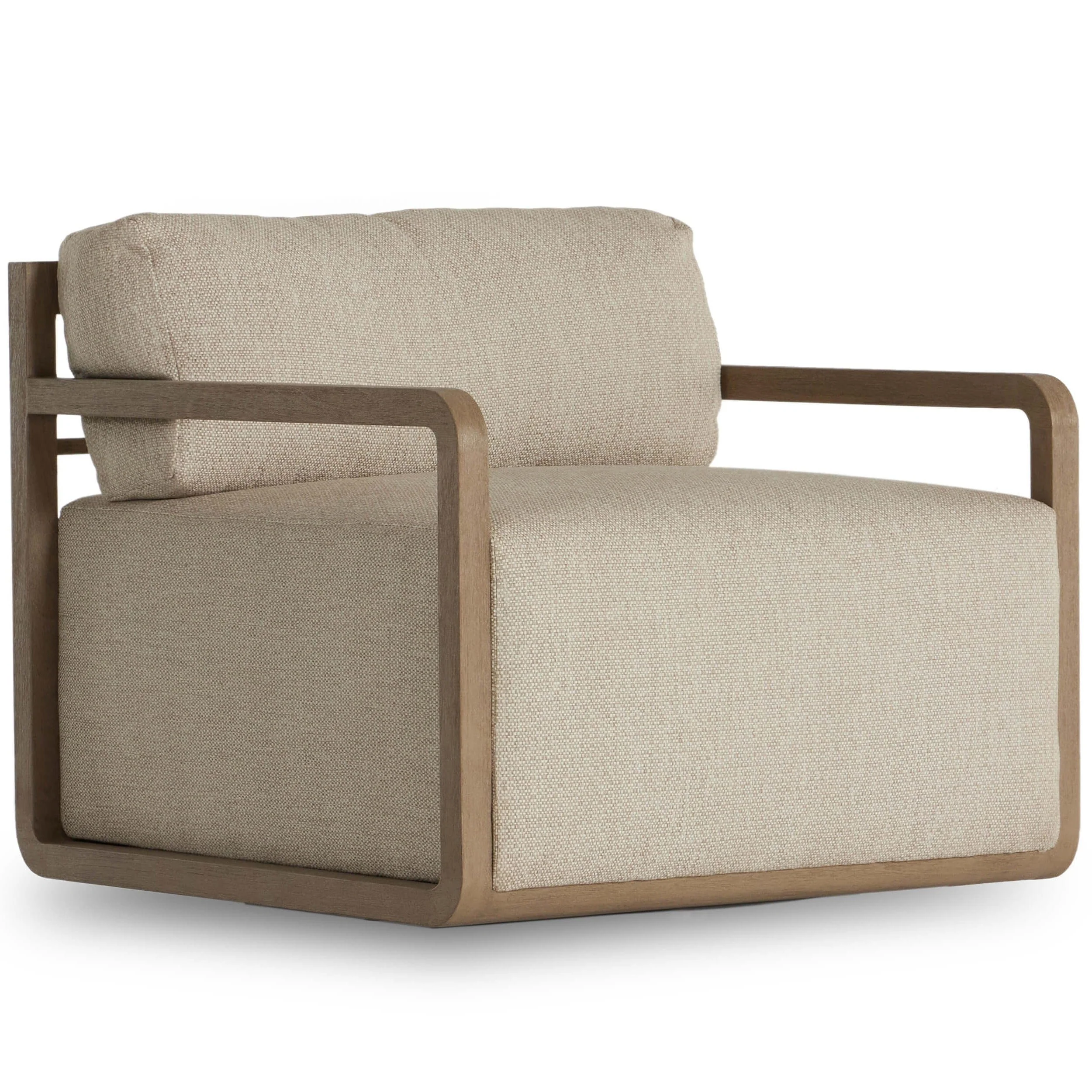 Stroud Outdoor Swivel Chair, Faye Sand/Washed Brown by Four Hands
