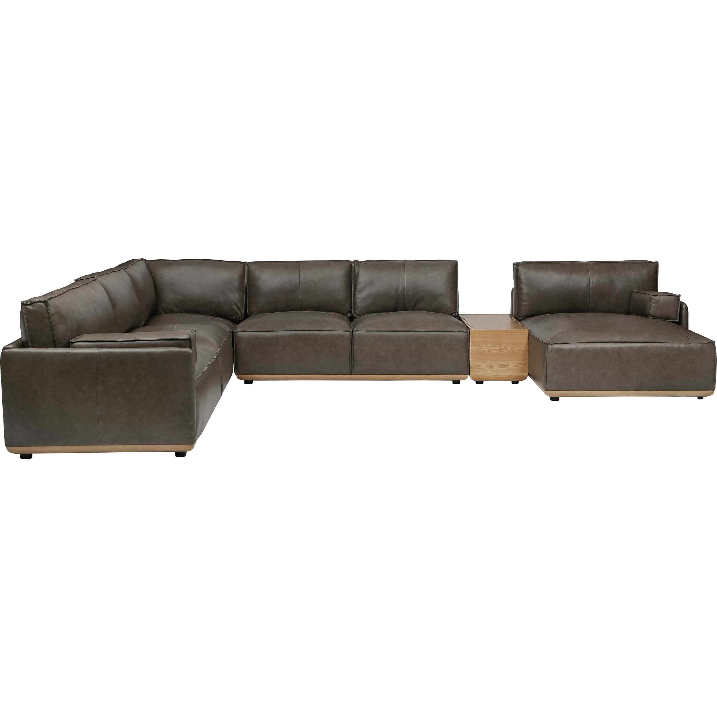 Sutton 5 Piece Leather Sectional, York Mushroom - Image 2