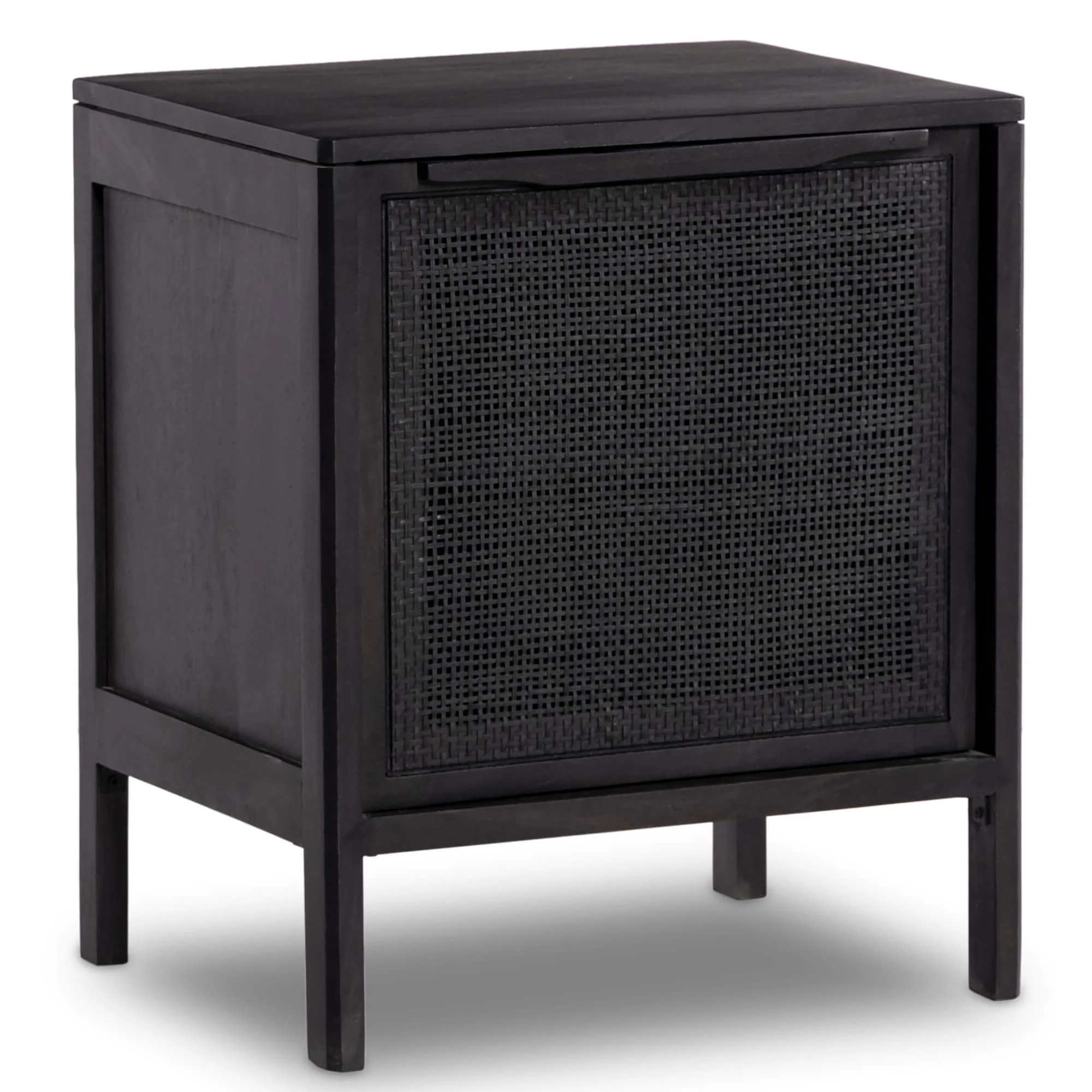 Sydney Left Nightstand, Black Wash w/Black Cane by Four Hands