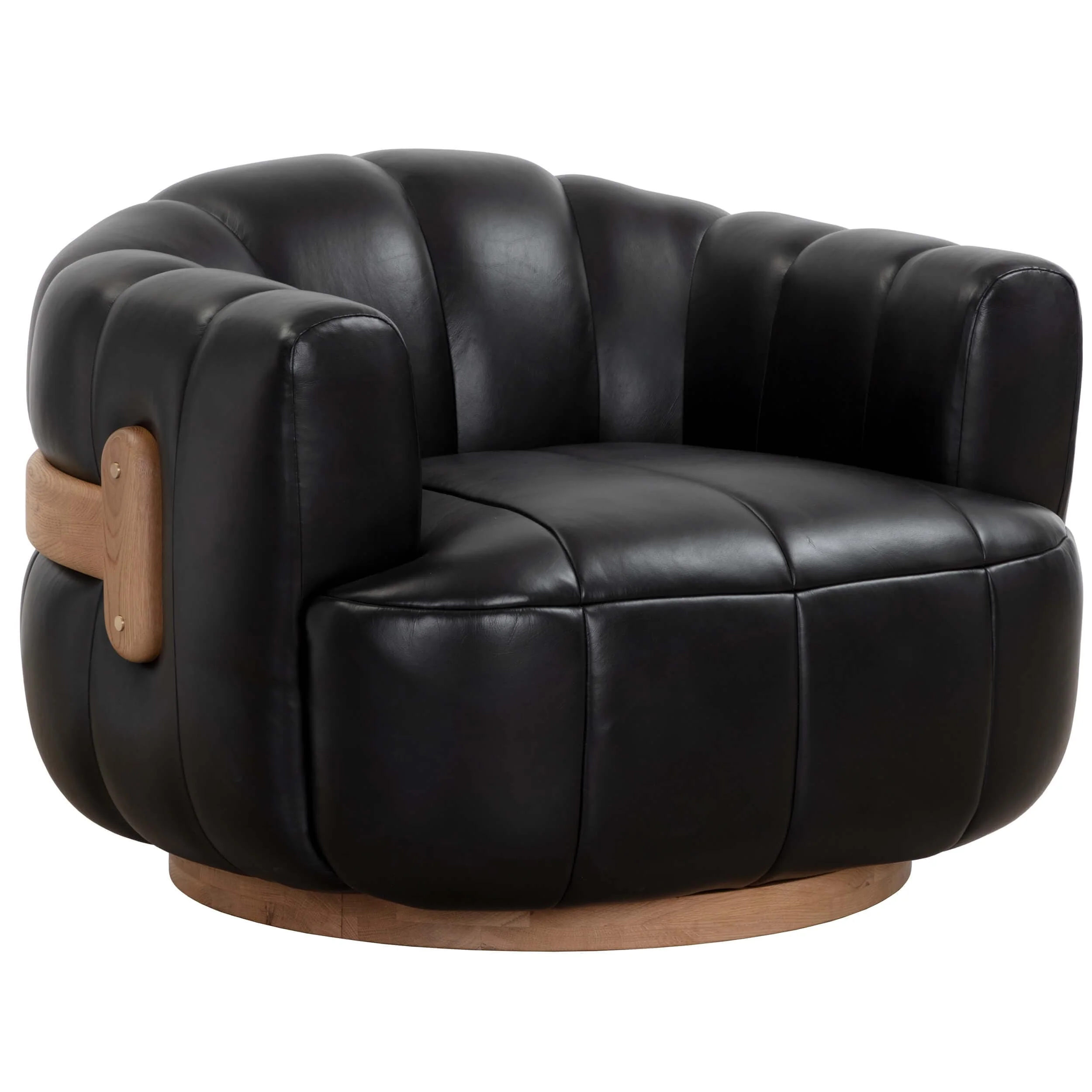 Tadeo Leather Swivel Chair, Vintage Black