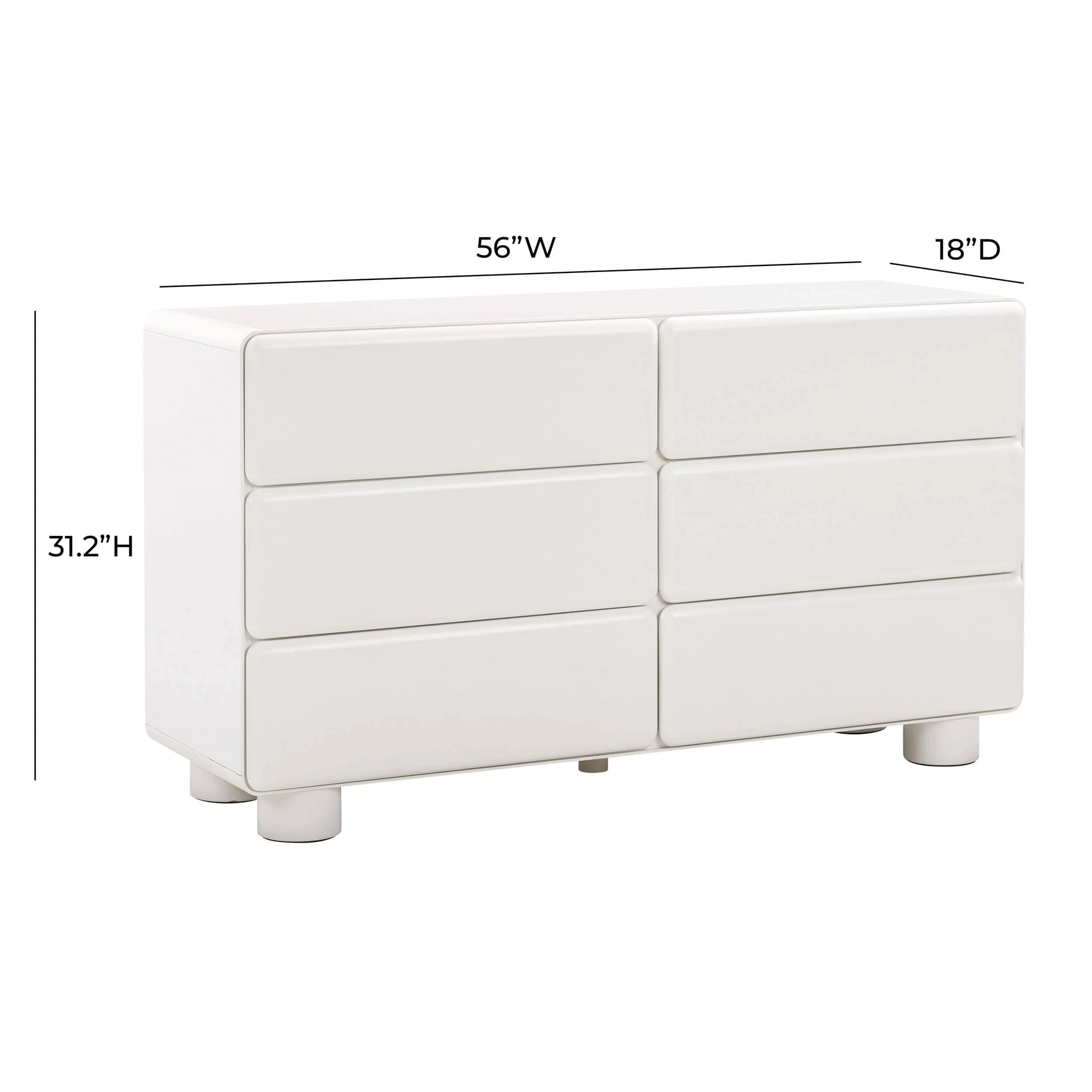 Tammy 6 Drawer Dresser, White - Image 5