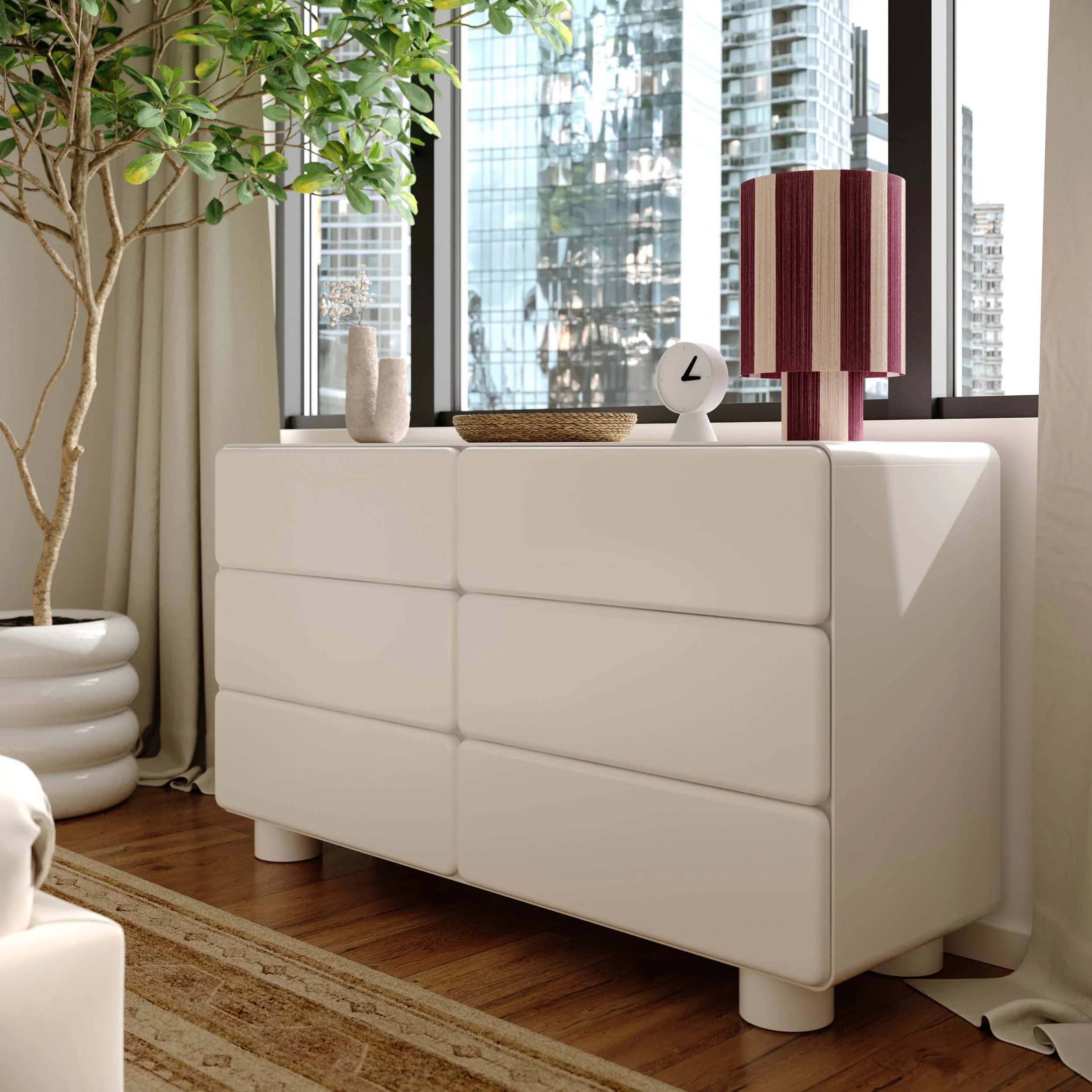 Tammy 6 Drawer Dresser, White - Image 6