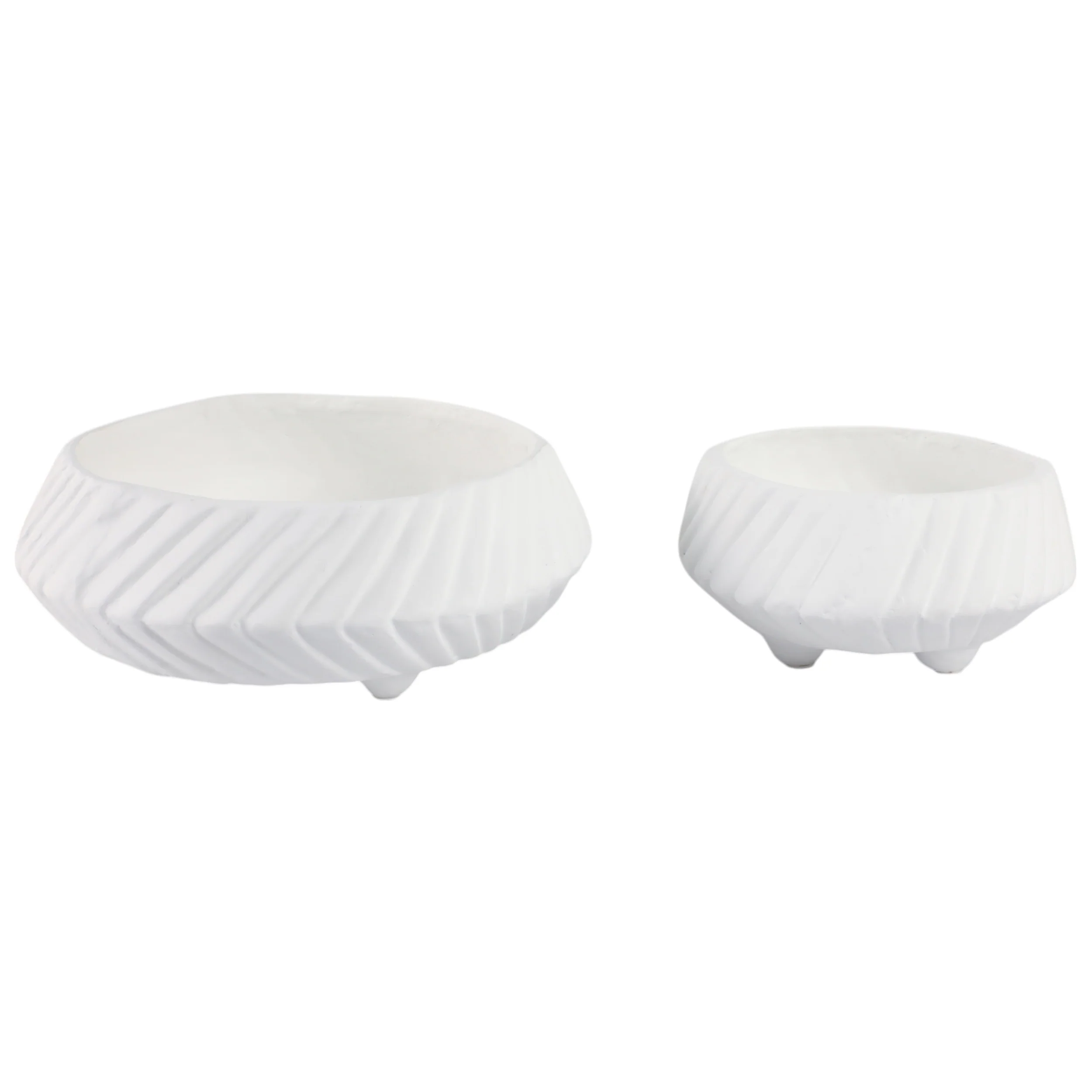 Tapered Bowls w/Lines, White, Set of 2