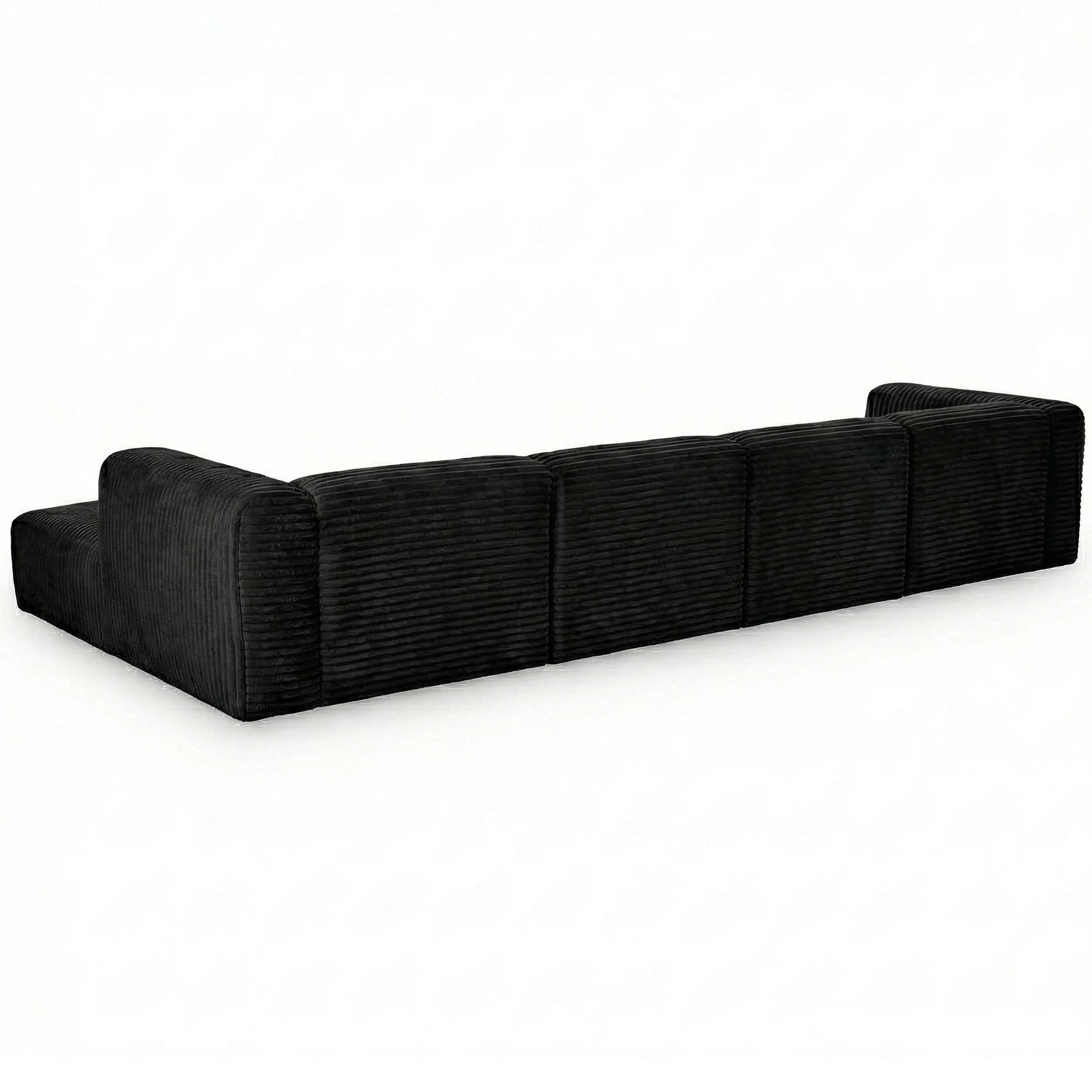 Tarra 4 Piece Corduroy Modular U-Sectional, Black - Image 3