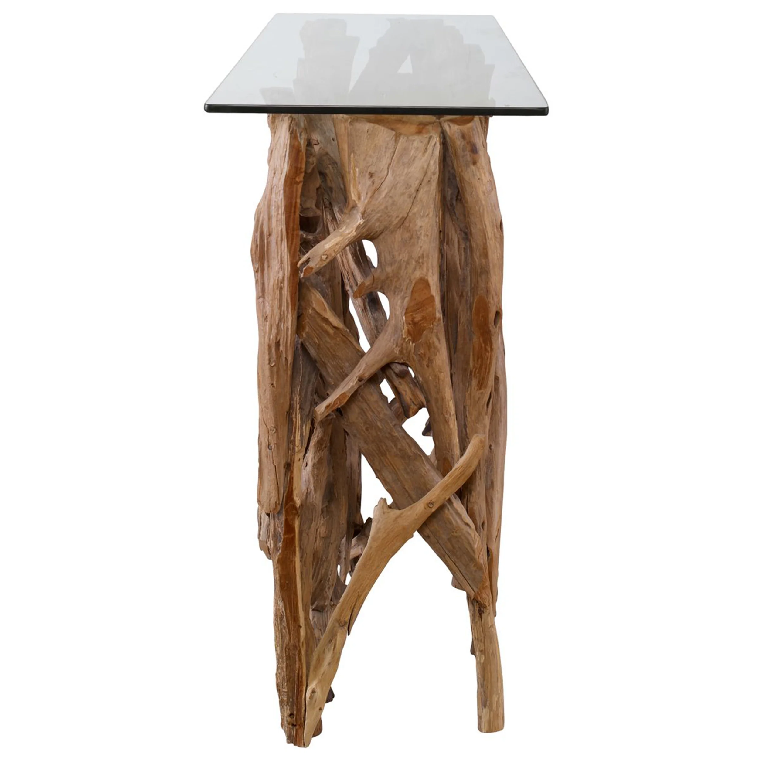 Teak Wood Console, Natural - Image 3