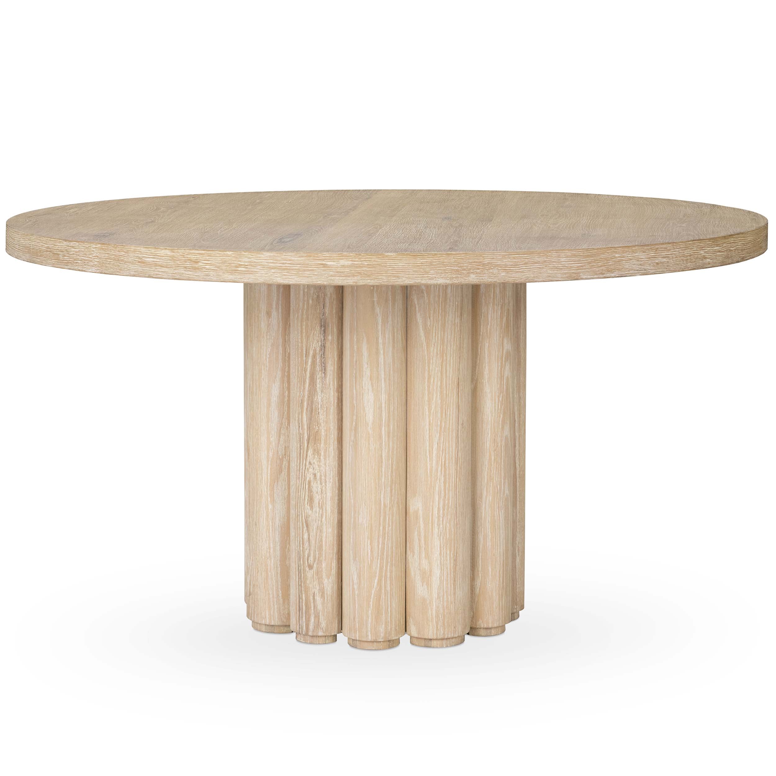 Tiber Round 55" Dining Table, Cream Washed