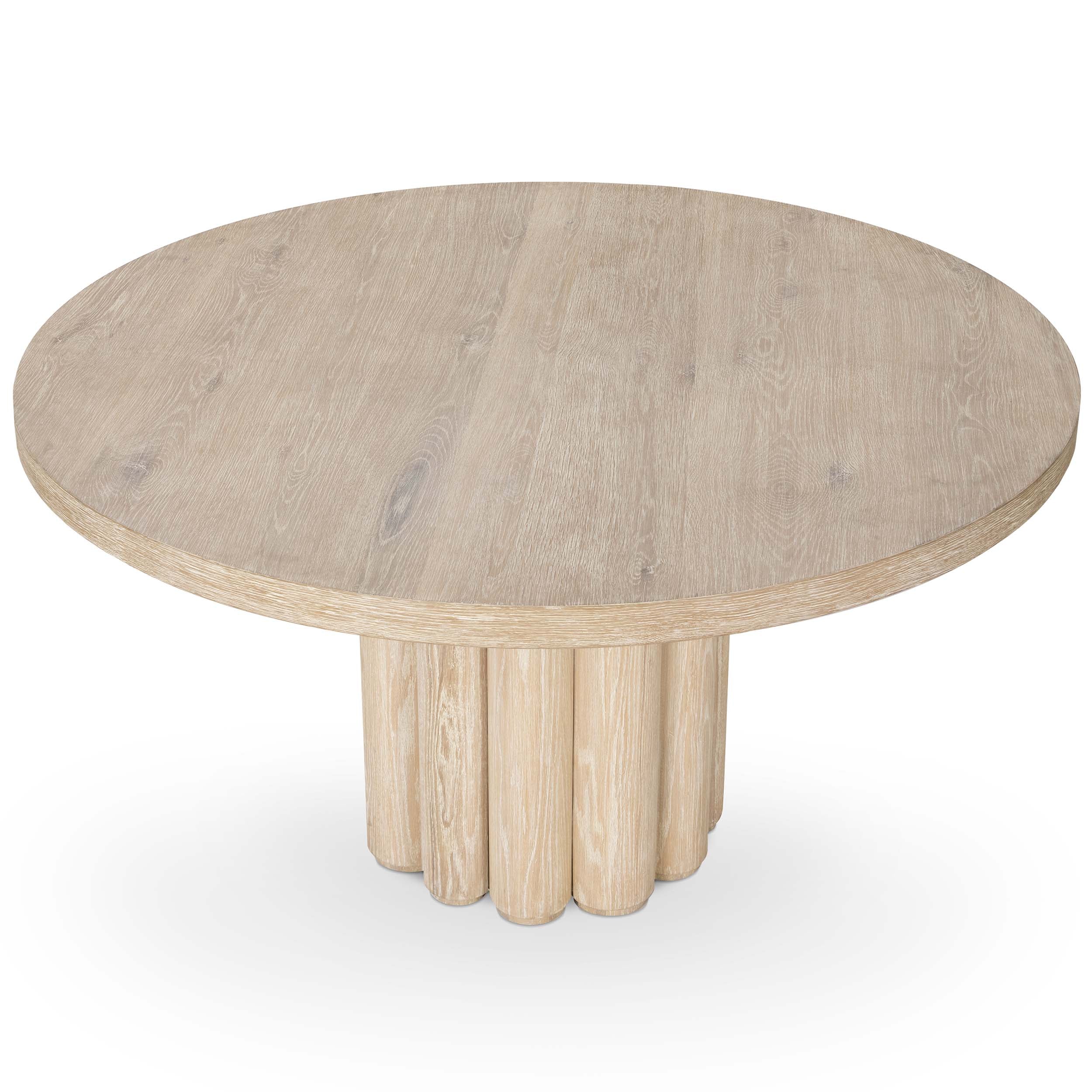 Tiber Round 55" Dining Table, Cream Washed - Image 2