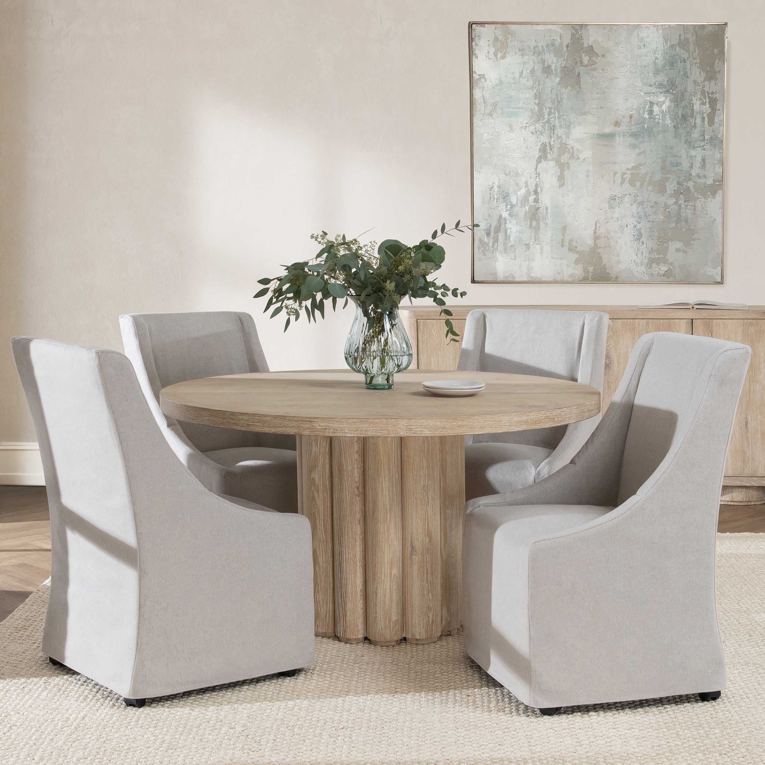 Tiber Round 55" Dining Table, Cream Washed - Image 5