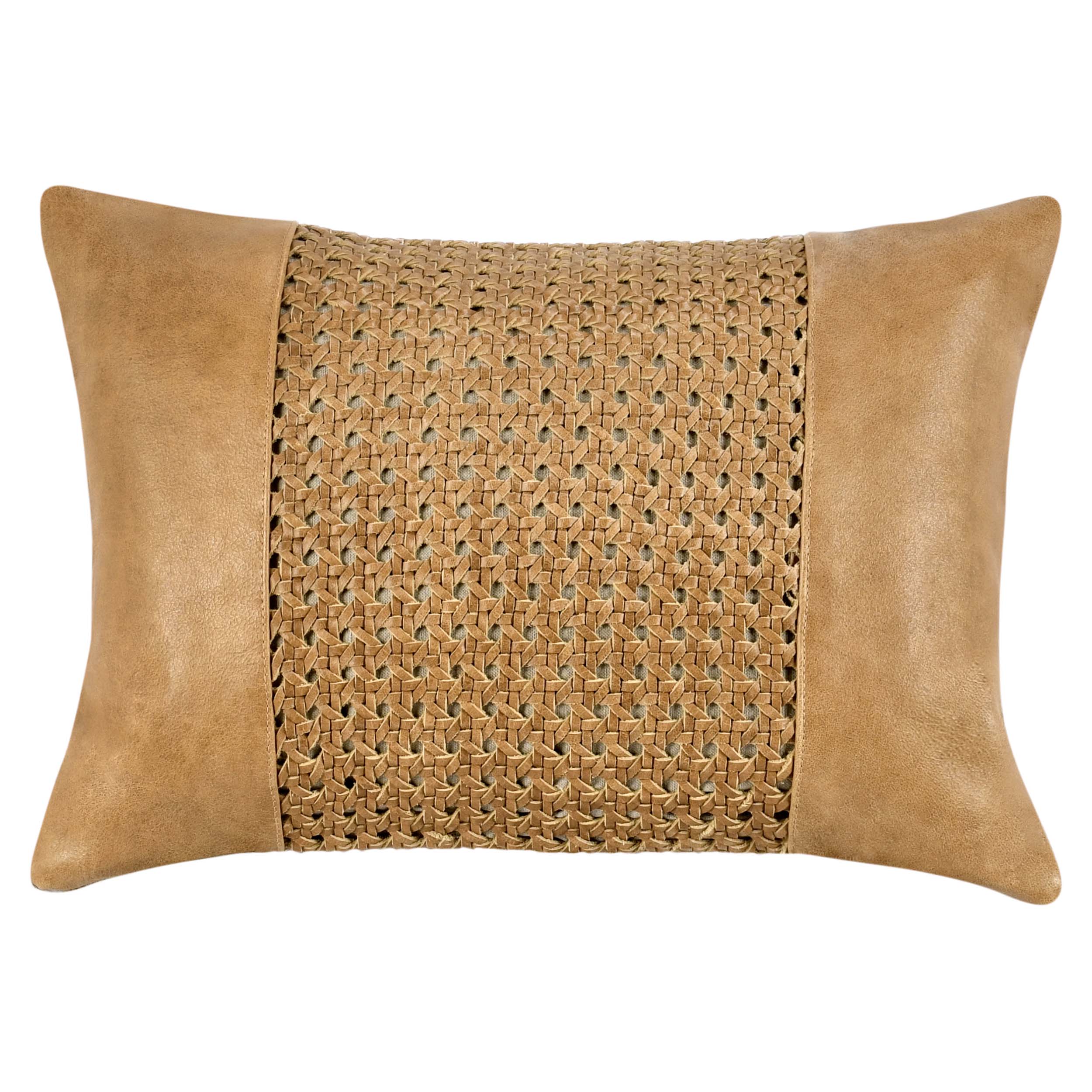 Tolcano Leather Lumbar Pillow, Chestnut Brown