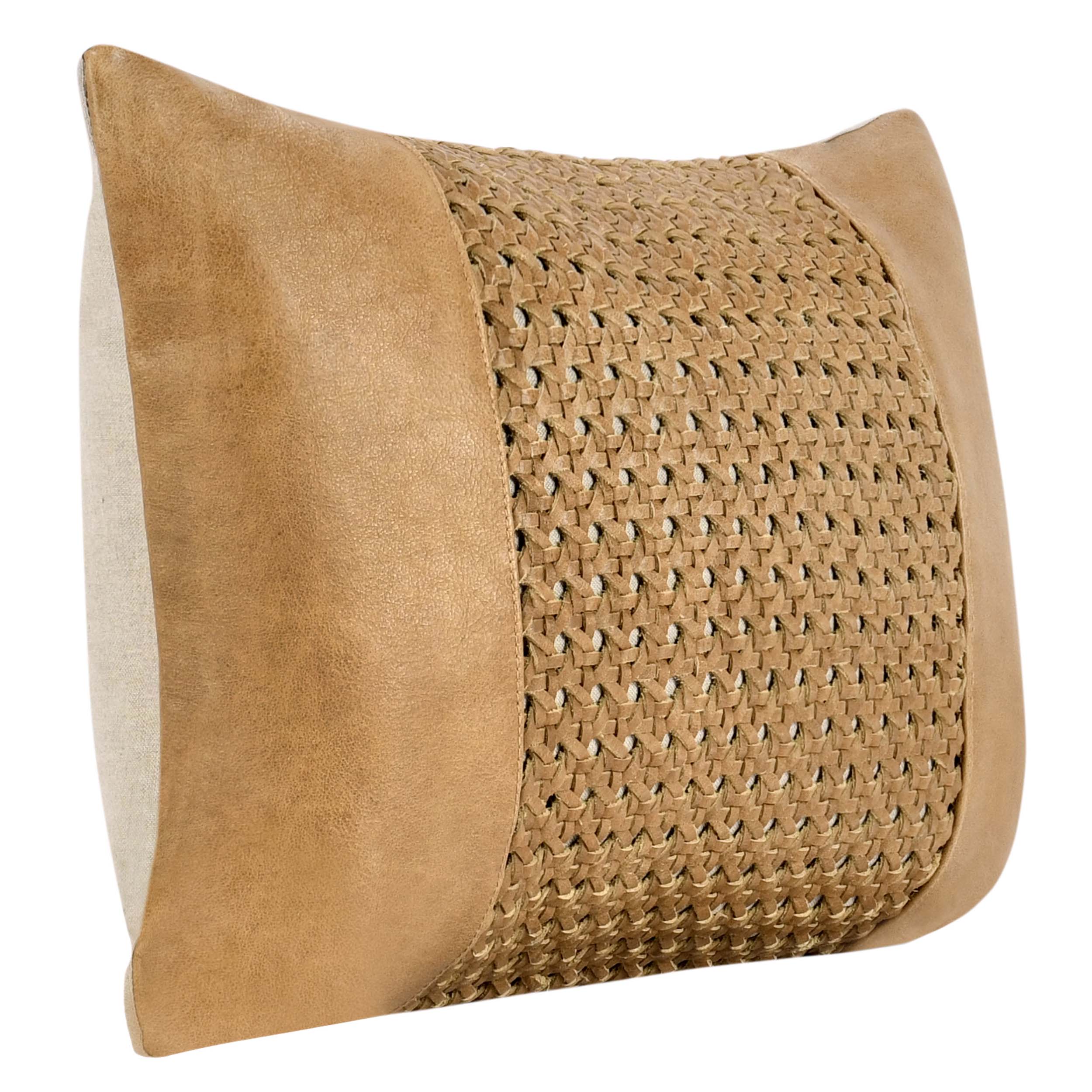 Tolcano Leather Lumbar Pillow, Chestnut Brown - Image 2