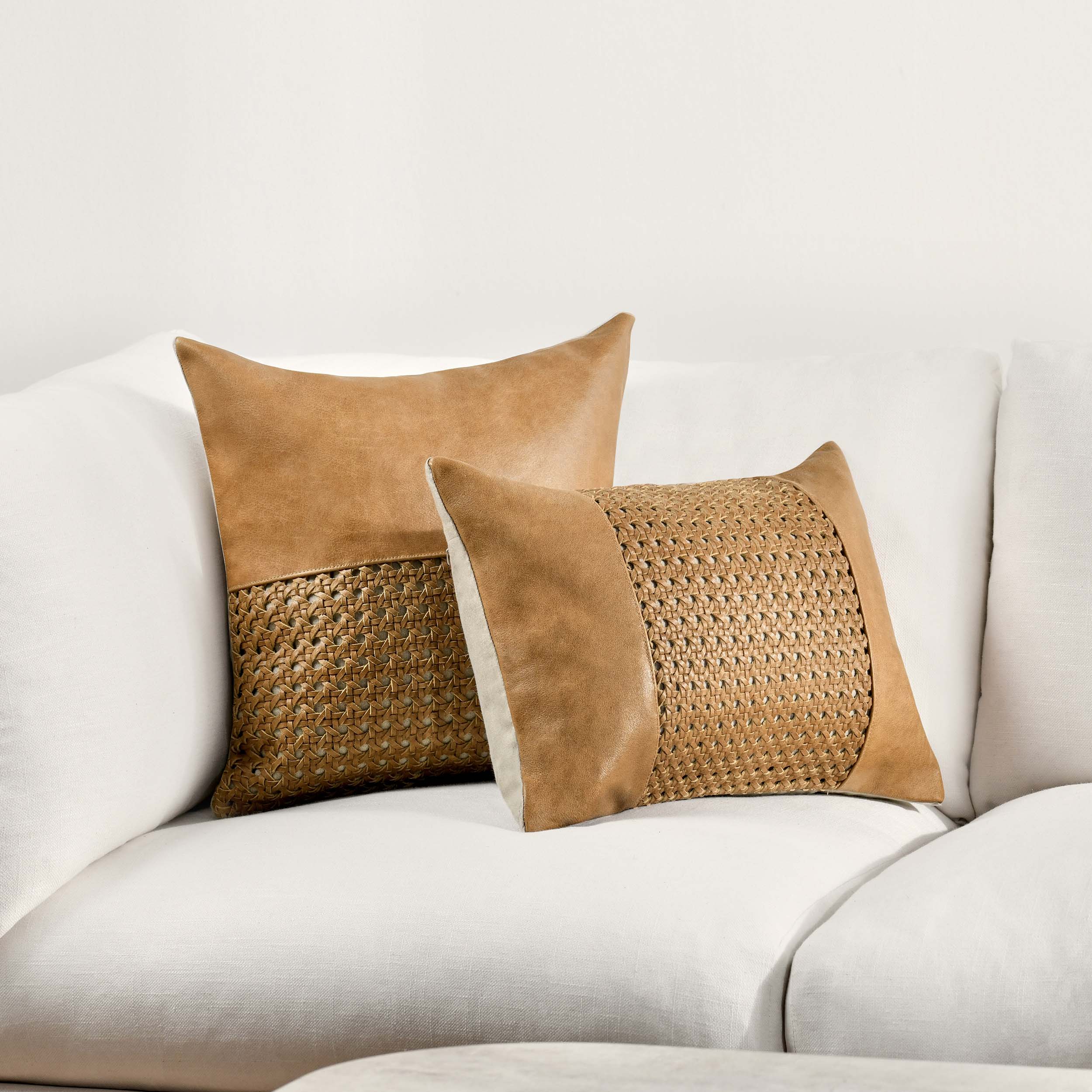 Tolcano Leather Lumbar Pillow, Chestnut Brown - Image 5