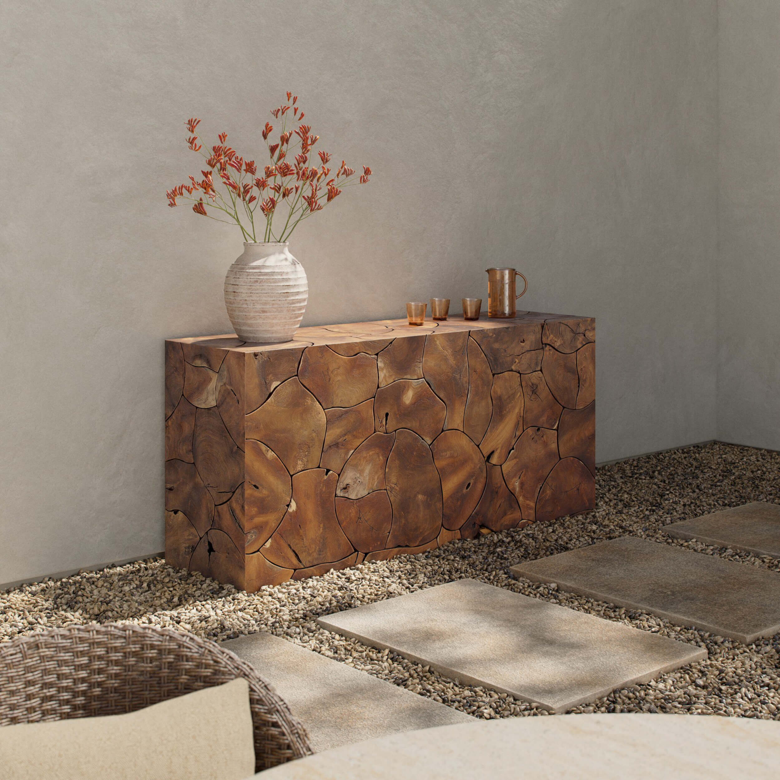 Tomlin Outdoor Console Table, Natural by Four Hands - Image 6