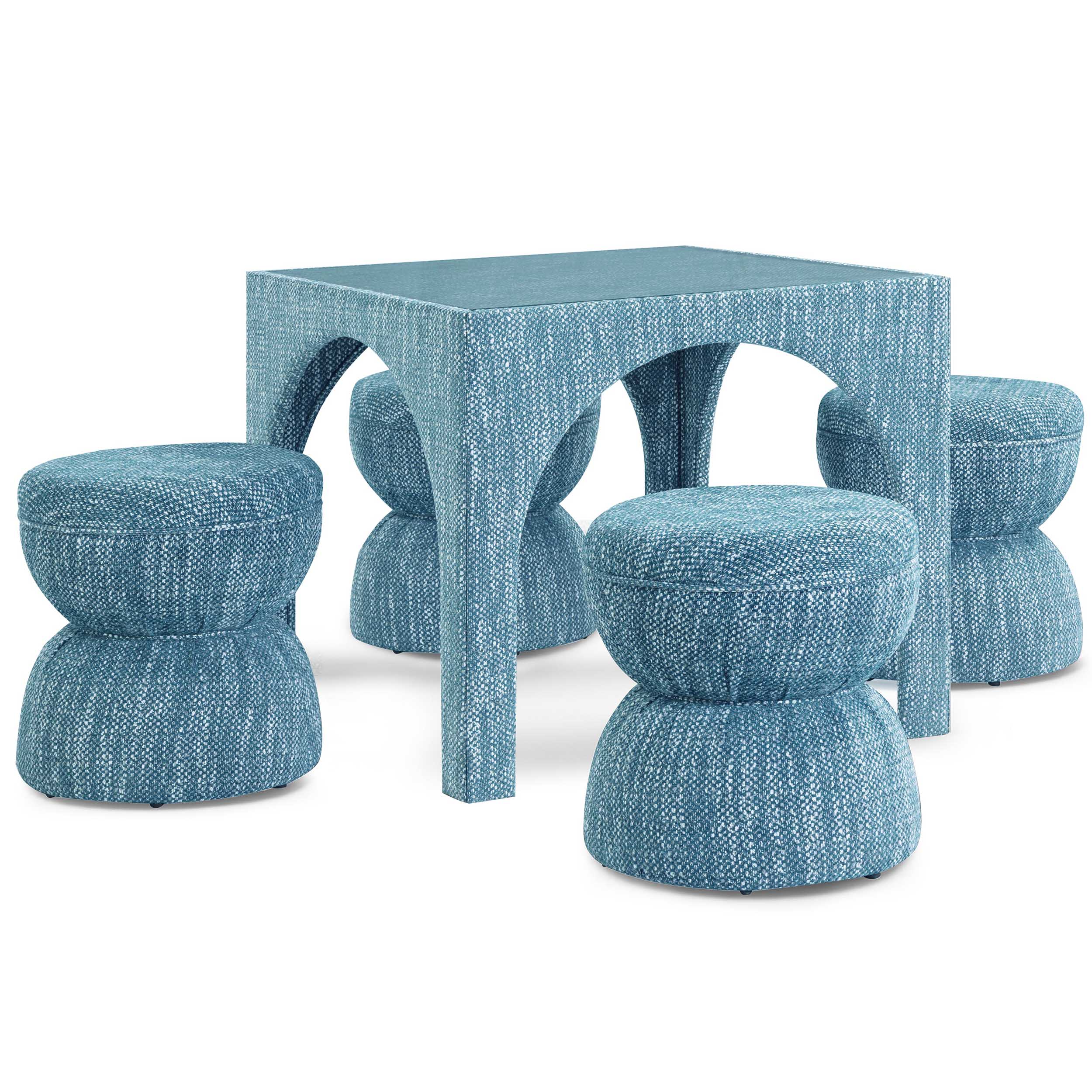 Tomlin Ruched Game Ottoman, Teal - Image 4