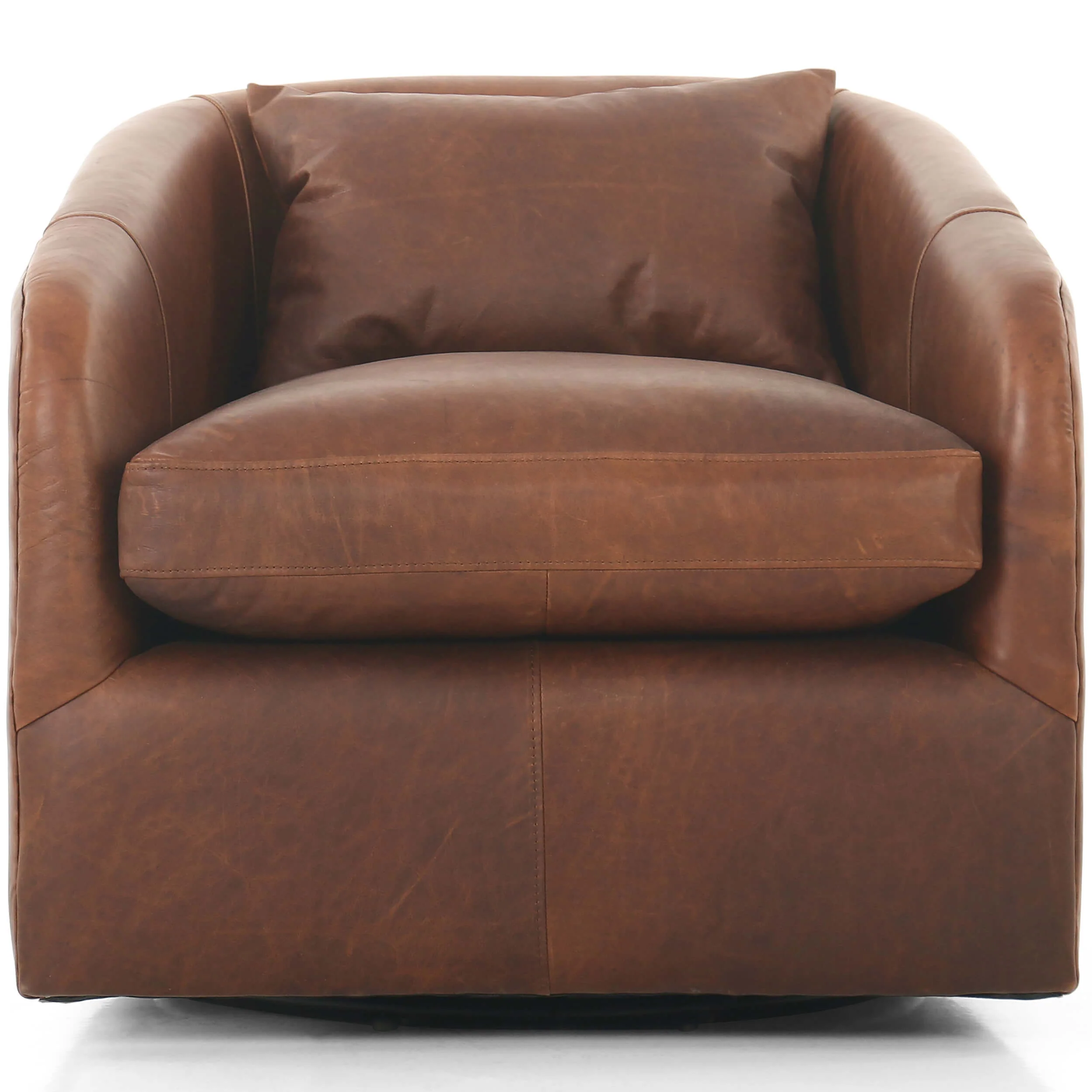 Topanga Leather Swivel Chair, Heirloom Sienna by Four Hands - Image 2