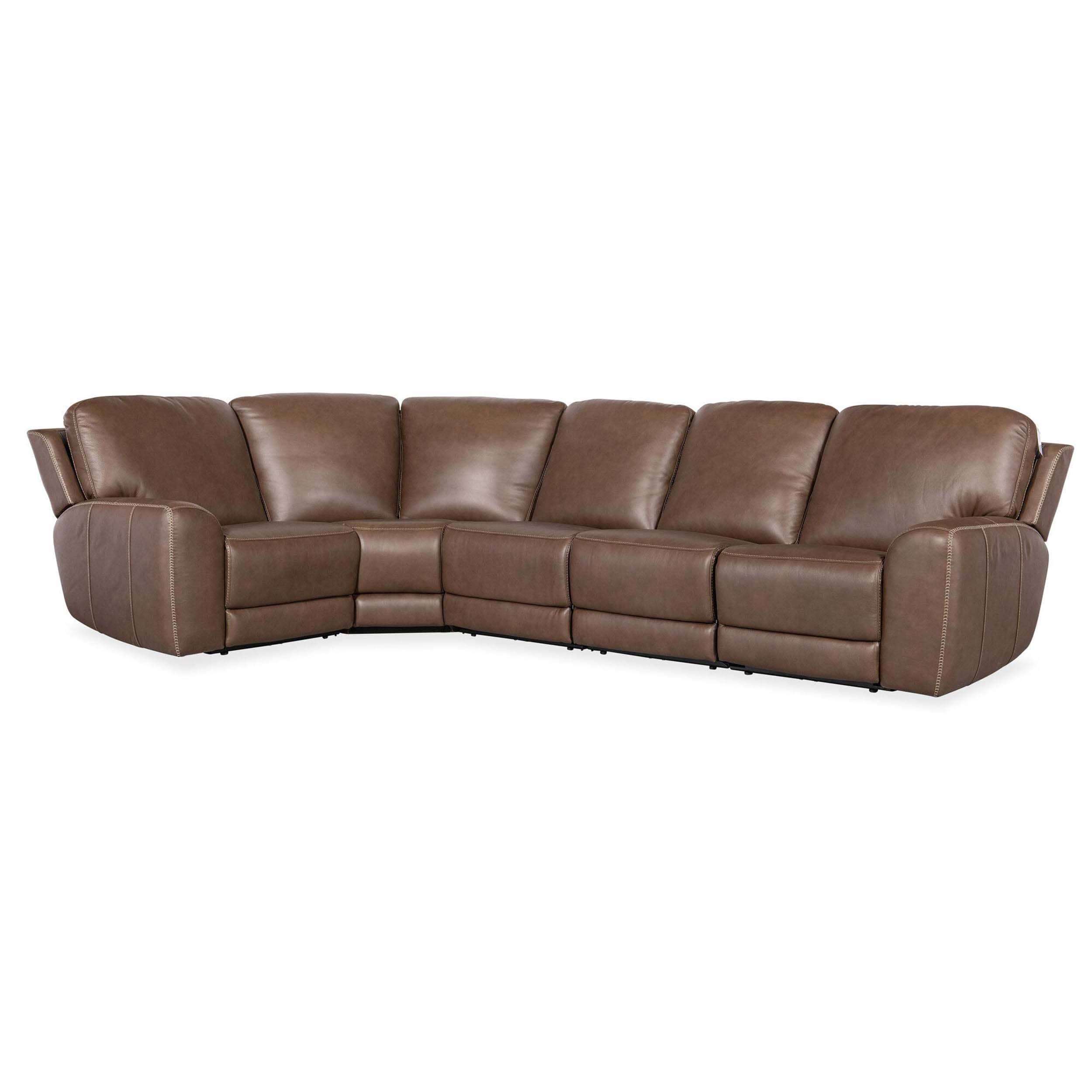 Torres 5 Piece Leather L-Sectional, Sorrento Mocha - Image 2