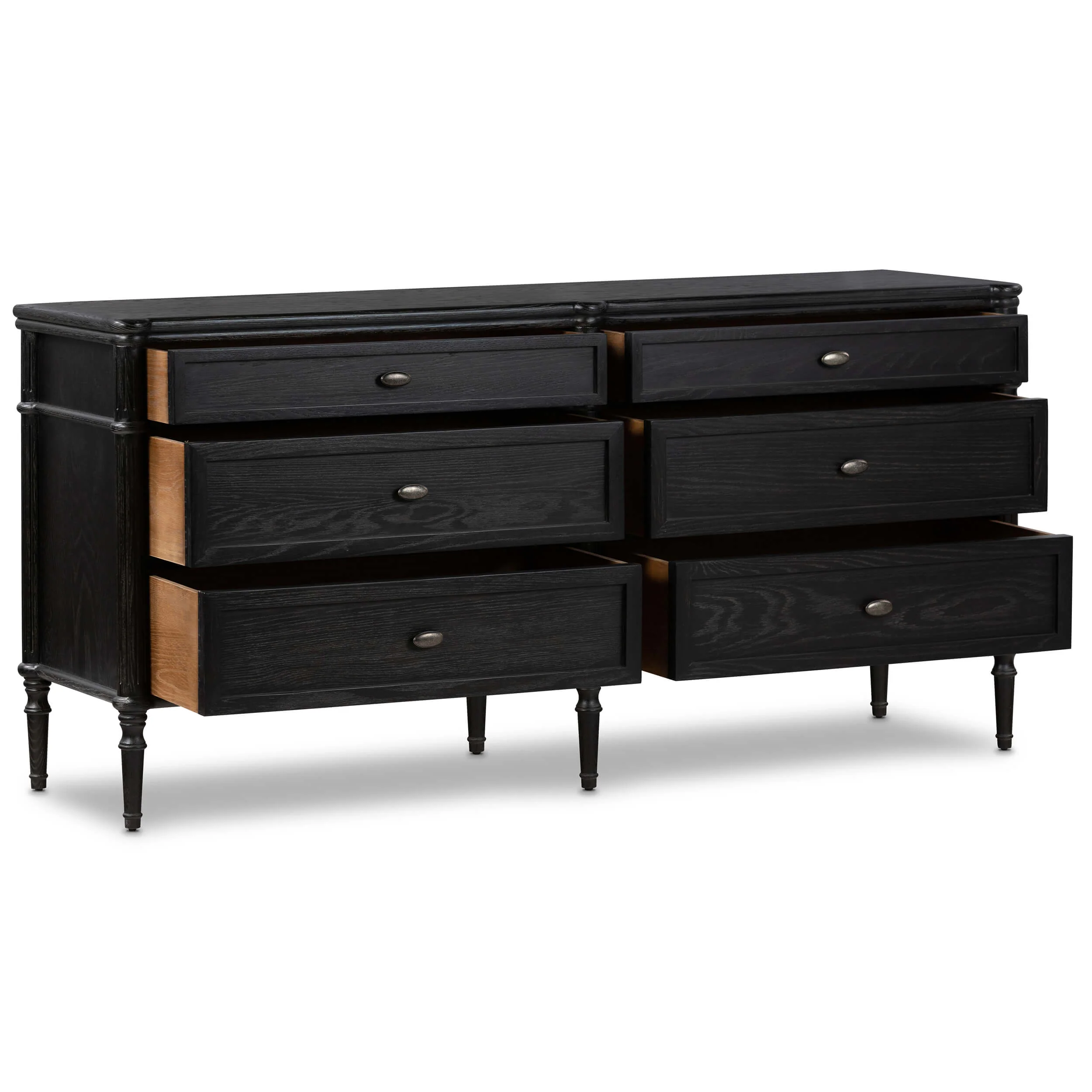 Toulouse 6 Drawer Dresser, Distressed Black by Four Hands - Image 5