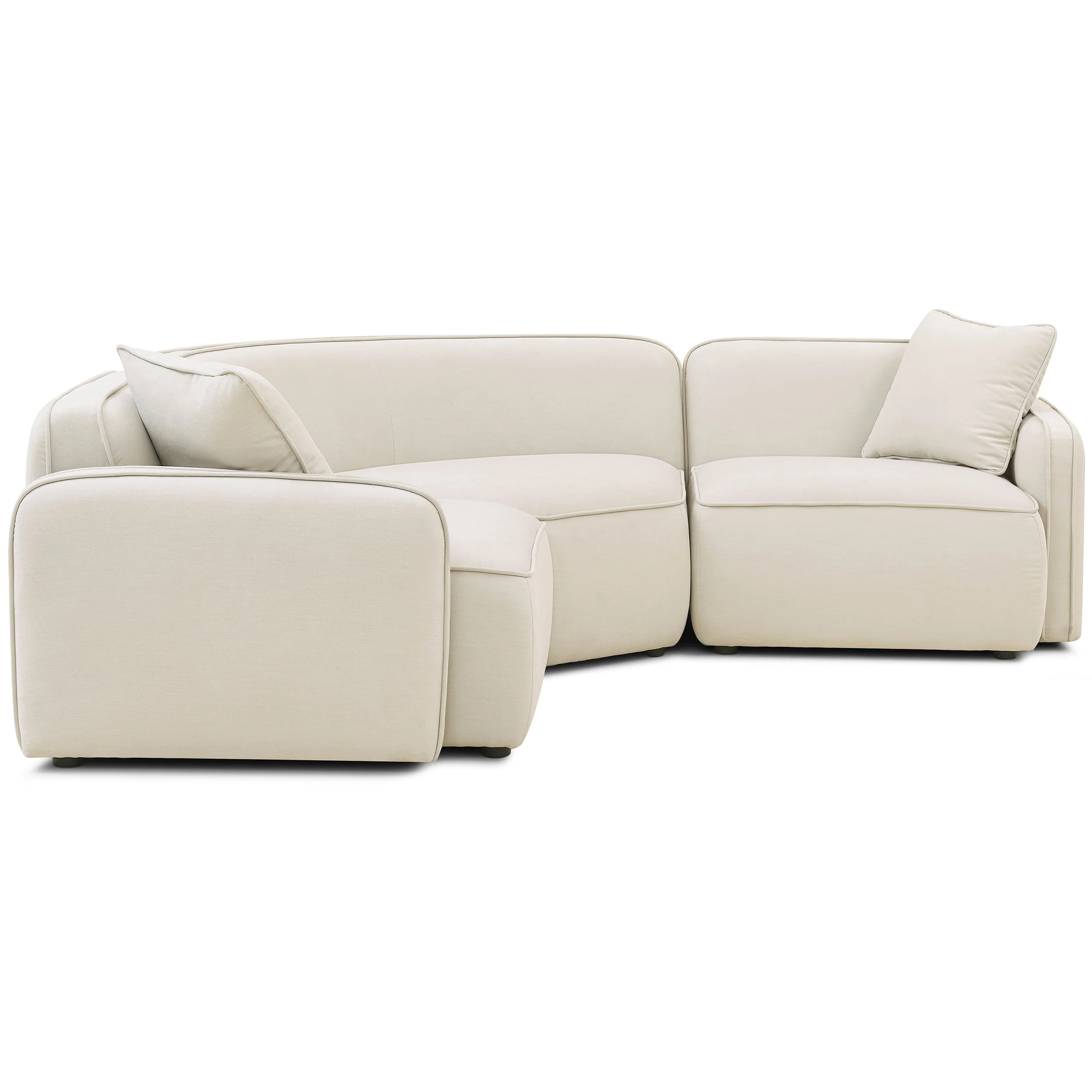 Travie 3 Piece Upcycled L-Sectional, Sand - Image 3