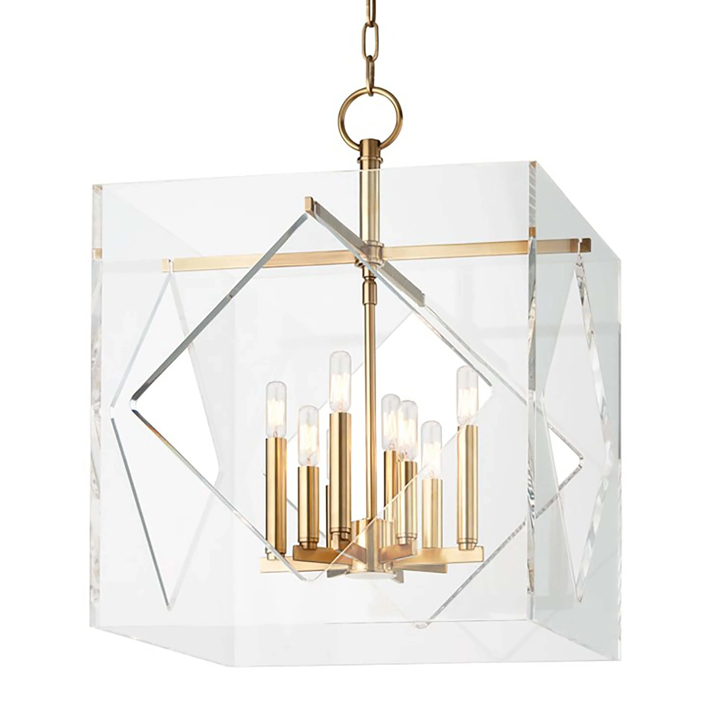 Travis 8 Light Pendant, Aged Brass